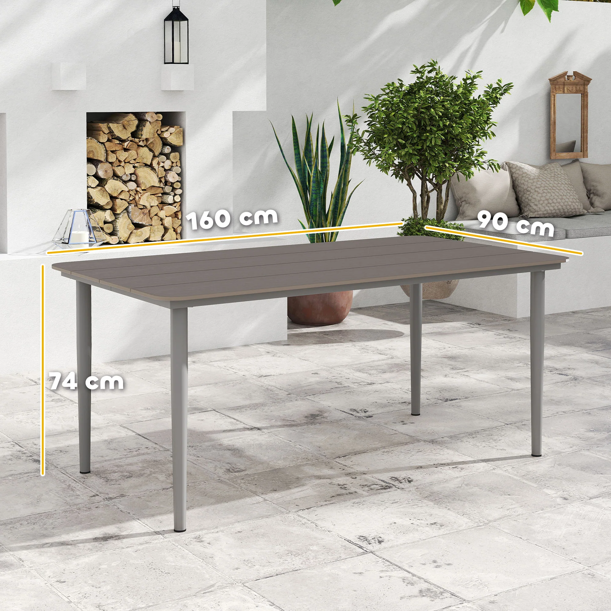 Outsunny Garden Table with Rust Resistant Metal Frame - Image 5