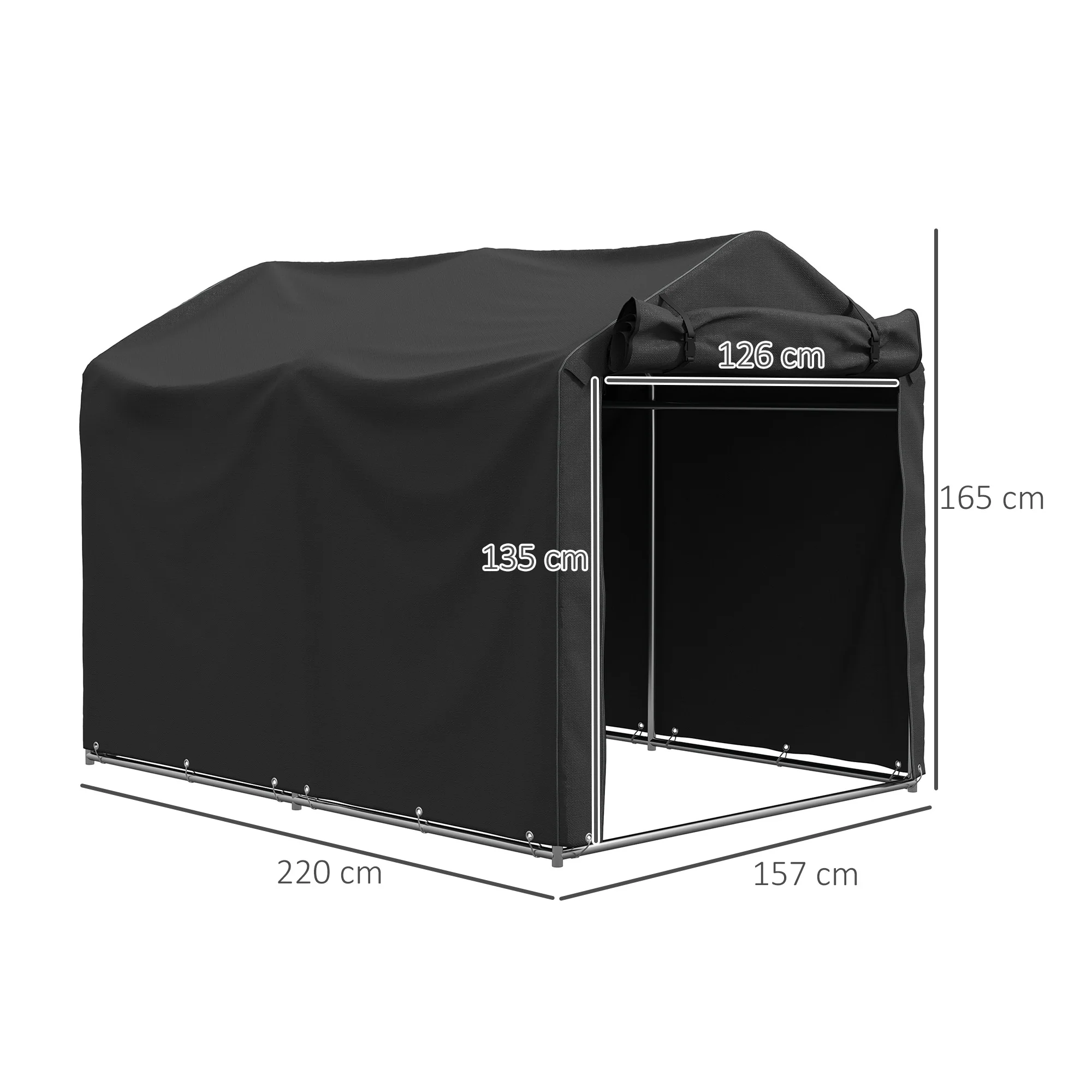 Outsunny Garden Tool Storage Shed with Roll-up Zipper Door - Image 5
