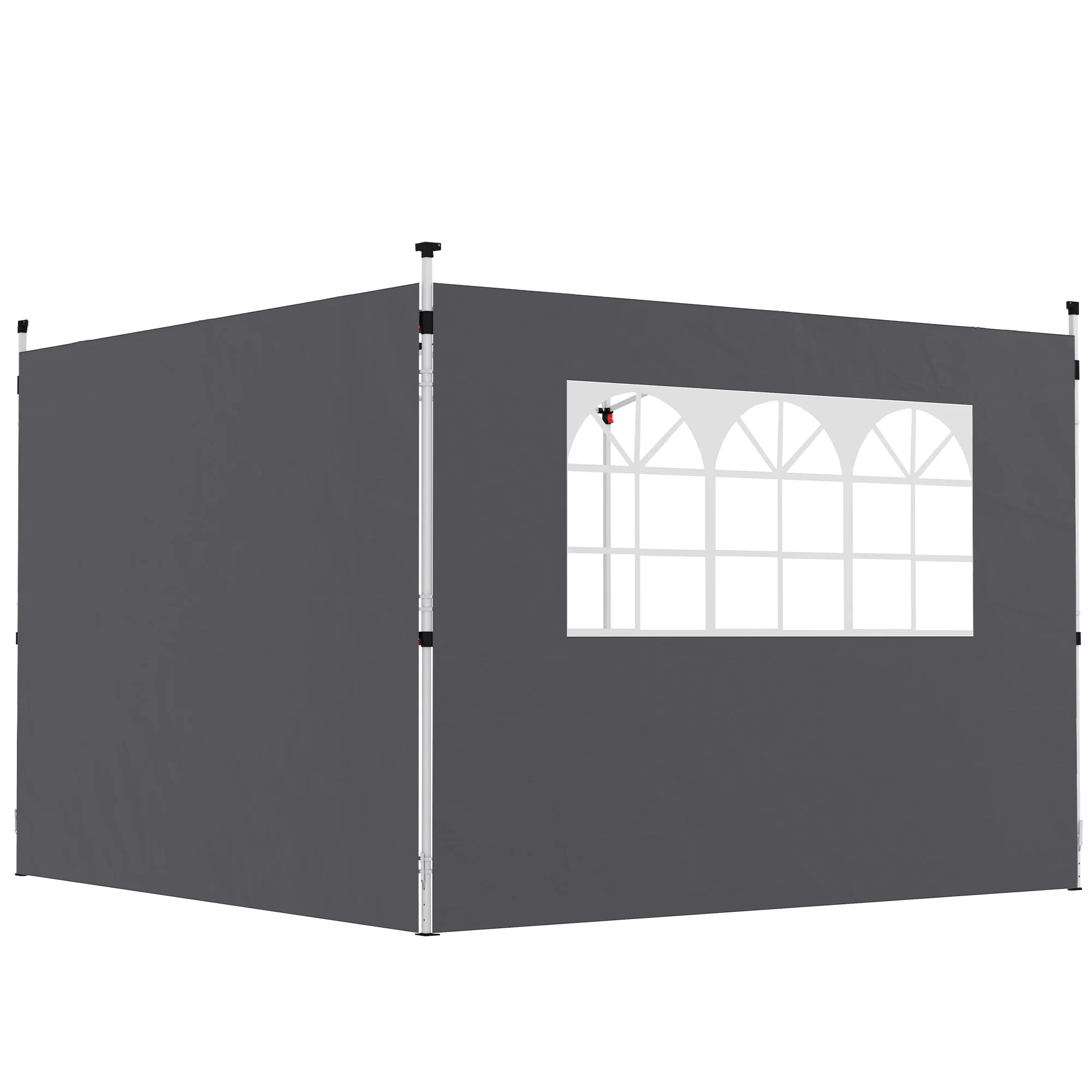 Outsunny Gazebo Replacement Exchangeable Wall Panels W/  Window, Dark Grey