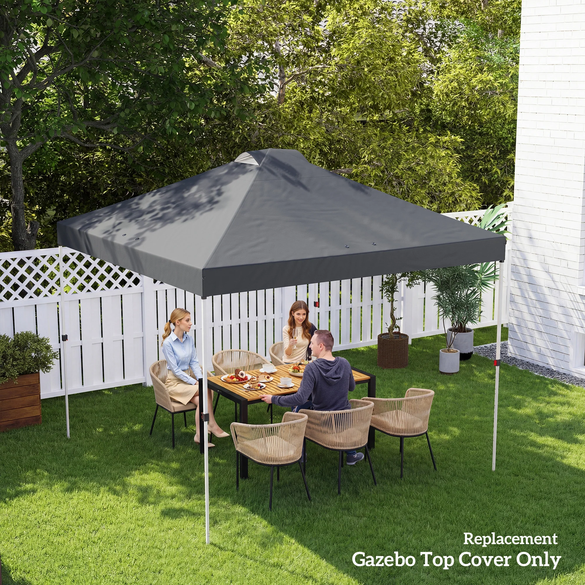 Outsunny Gazebo Roof Replacement UV50+ Waterproof 3x3(m) Dark Grey - Image 9