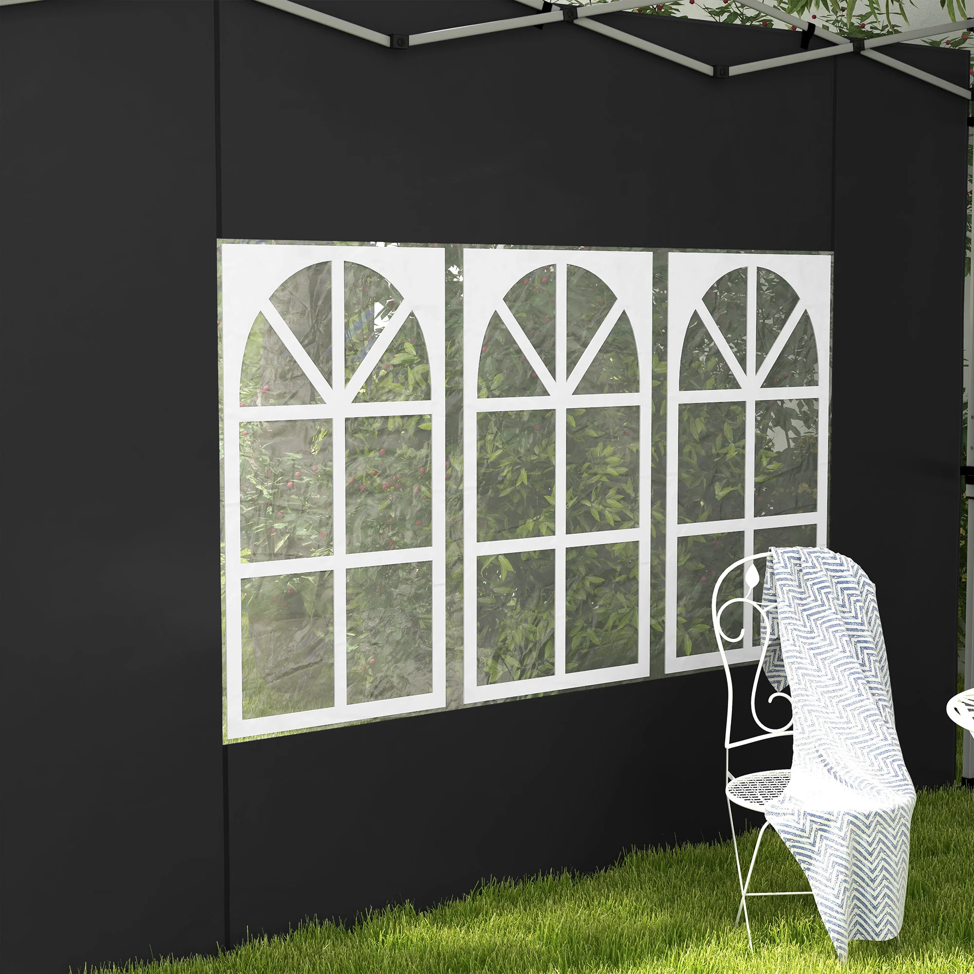 Outsunny Gazebo Side Panels for 3x3(m) or 3x4m Pop Up Gazebo, 2 Pack, Black - Image 9