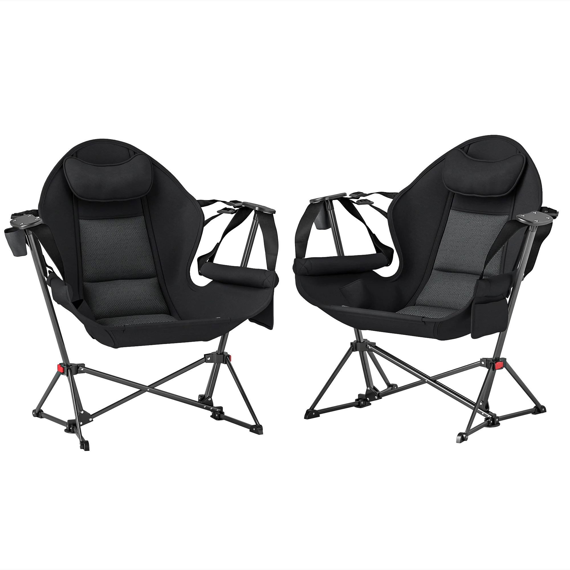 Outsunny Hammock Camping Chair Set Of 2, Adjustable Back Camp Chair, Blue