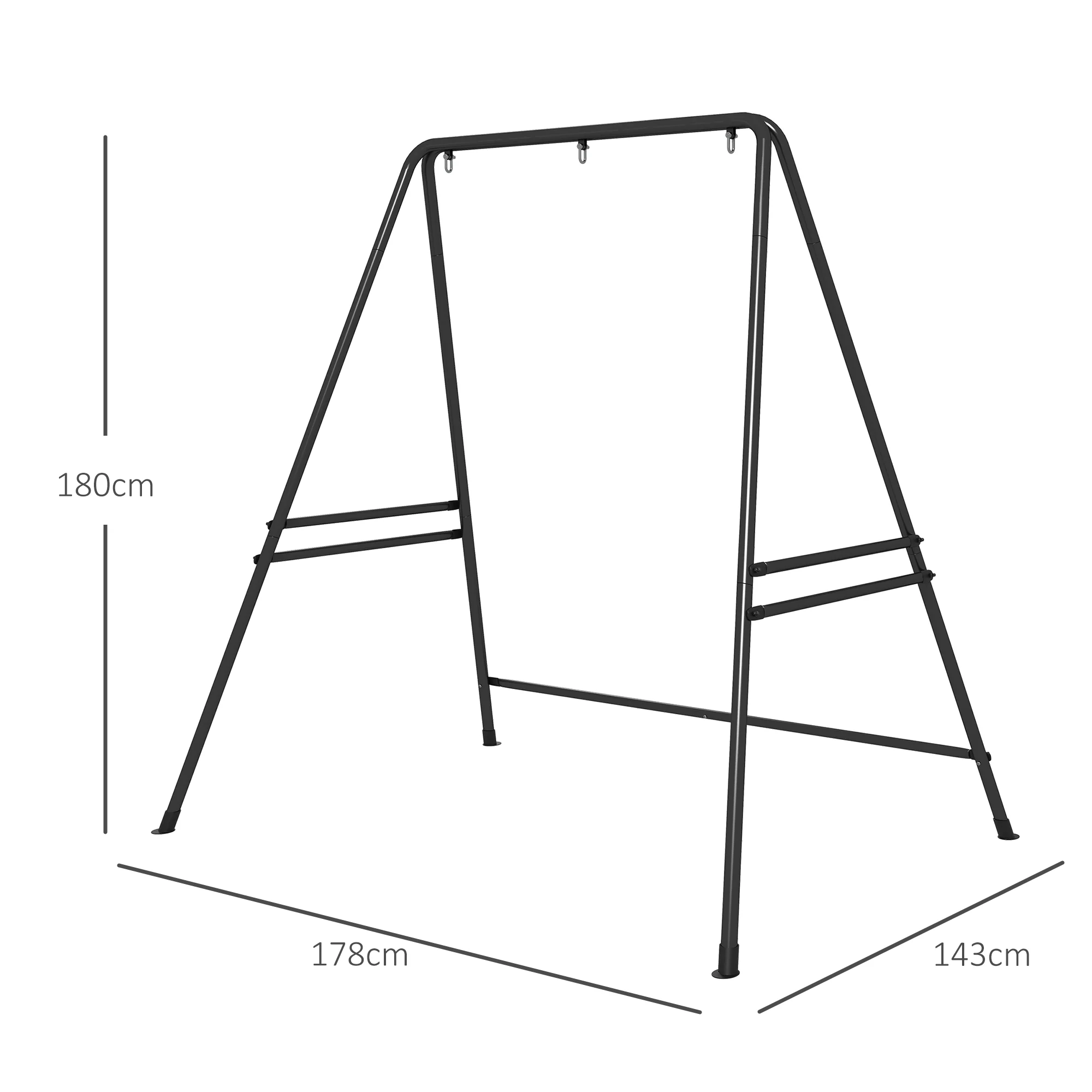 Outsunny Hammock Chair Stand Metal Frame Hammock Stand Only, Black - Image 5