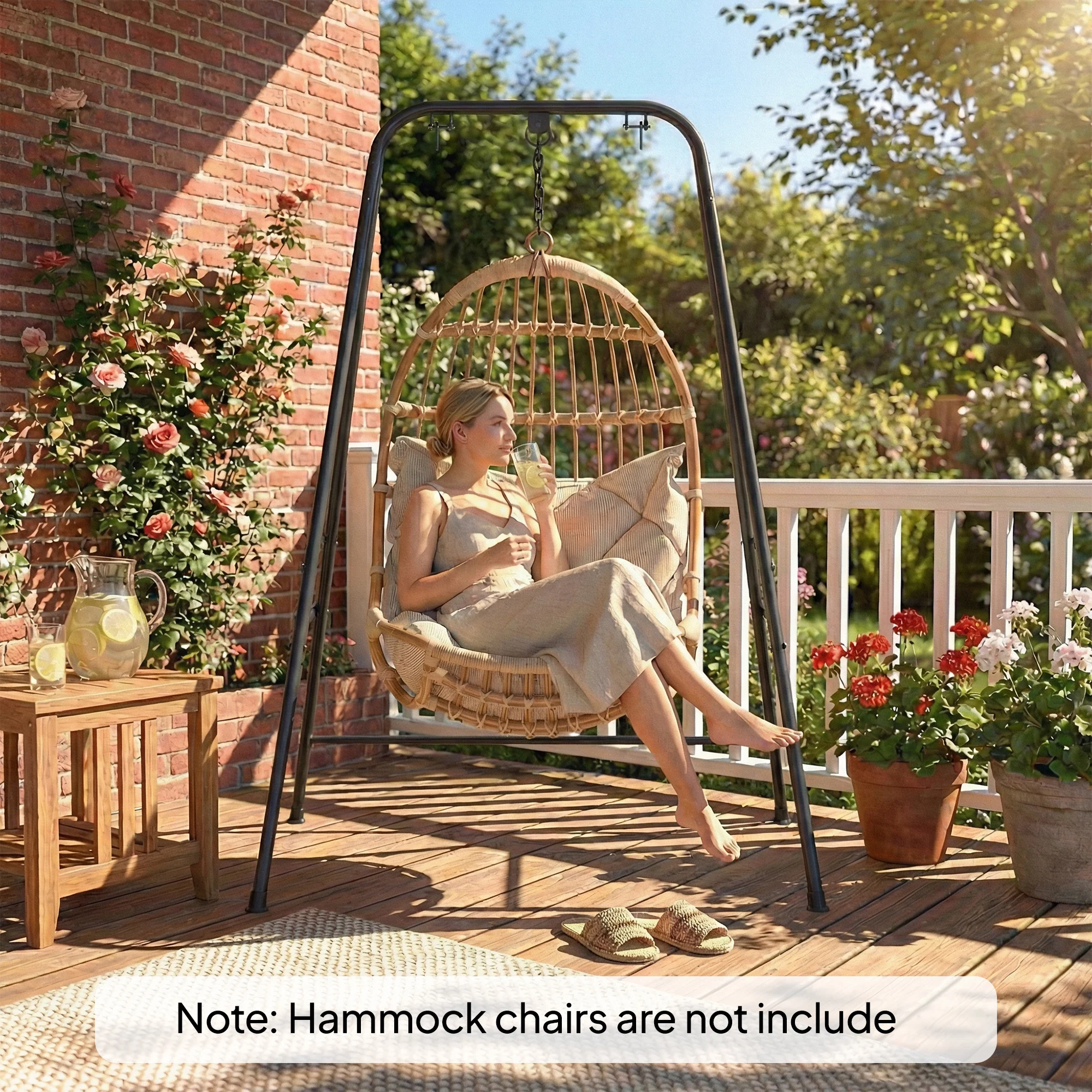 Outsunny Hammock Chair Stand Only for Indoor Outdoor 150KG Load Black - Image 8