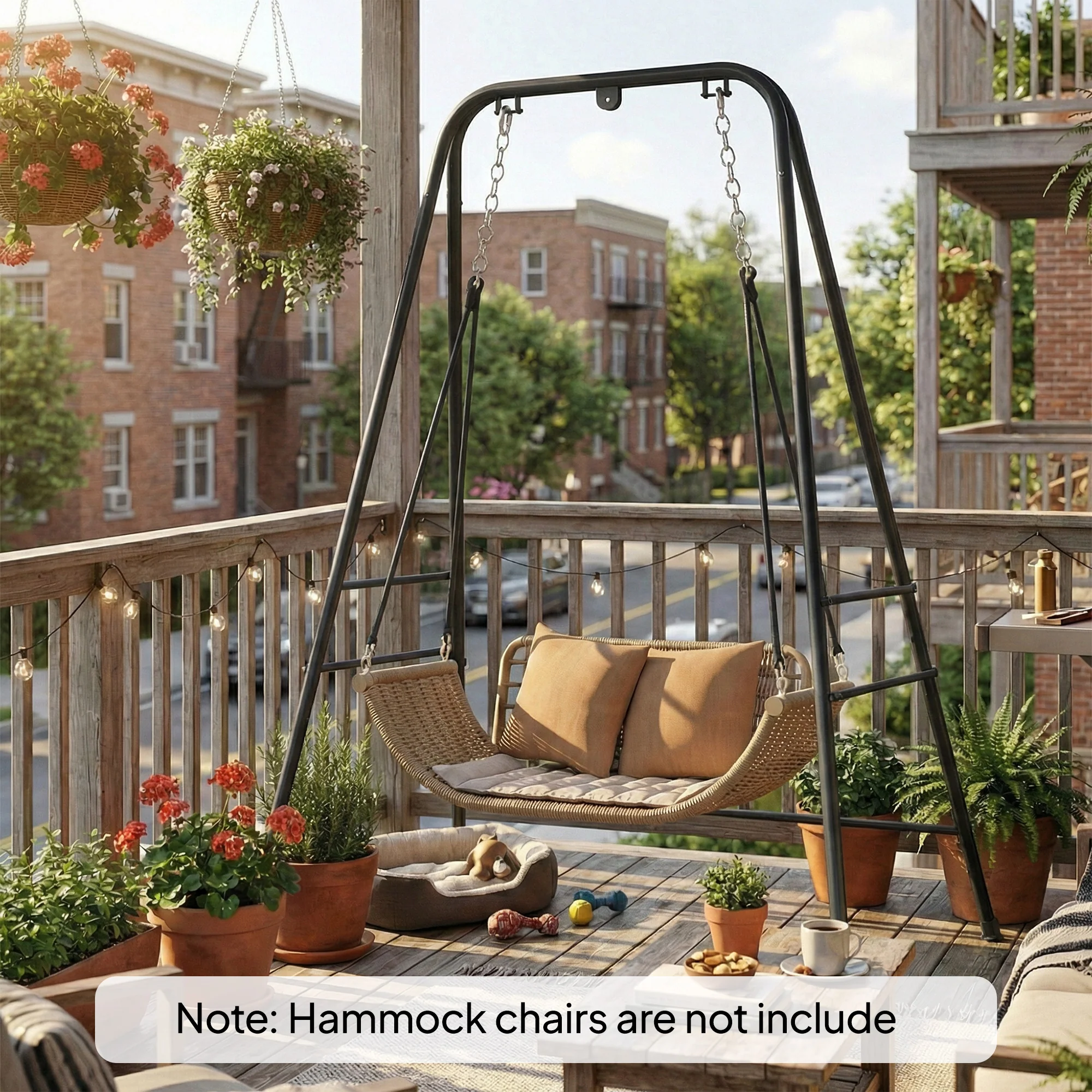 Outsunny Hammock Chair Stand Only for Indoor Outdoor 150KG Load Black - Image 9