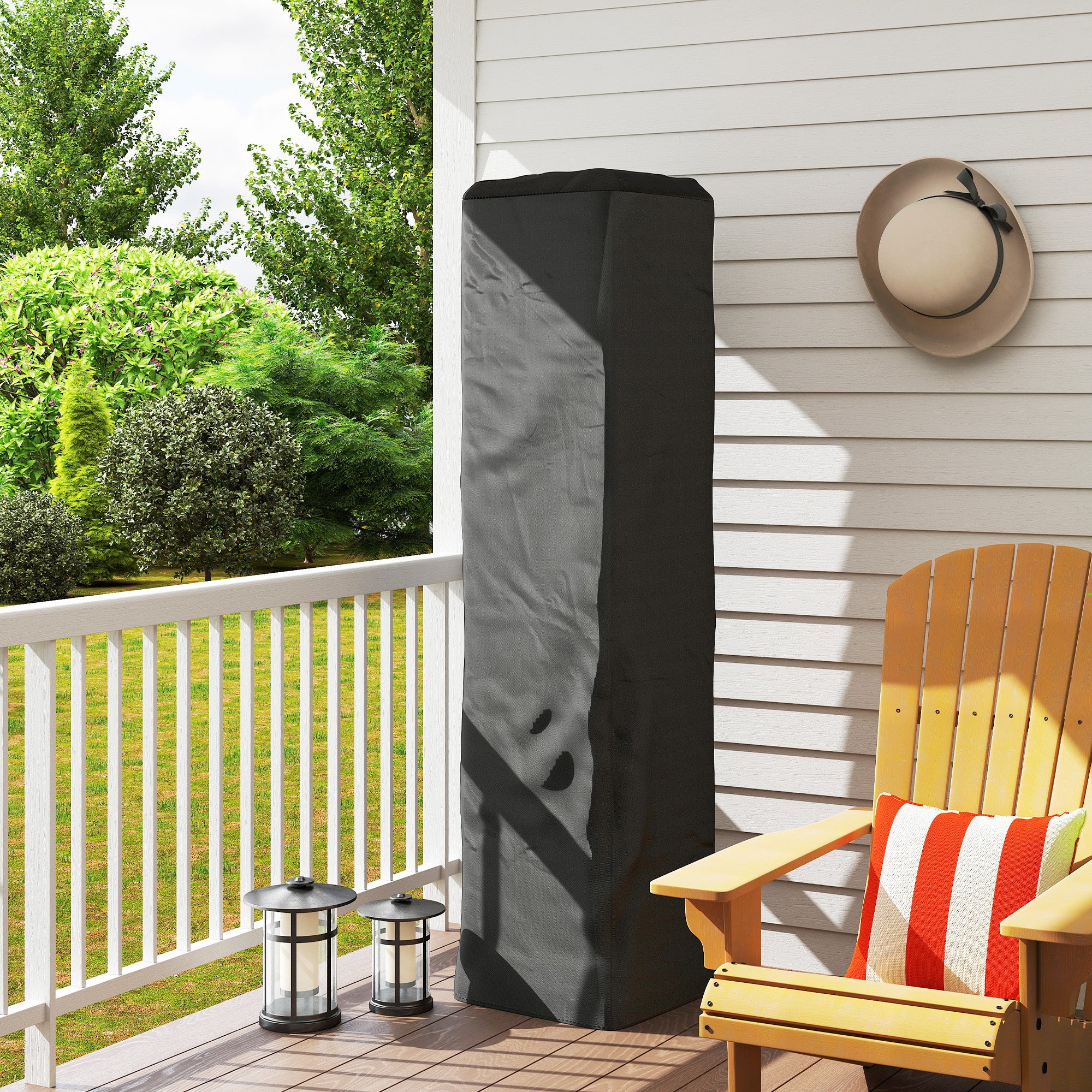 Outsunny Heavy Duty Gas Pyramid Outdoor Patio Heater Cover, Black - Image 2