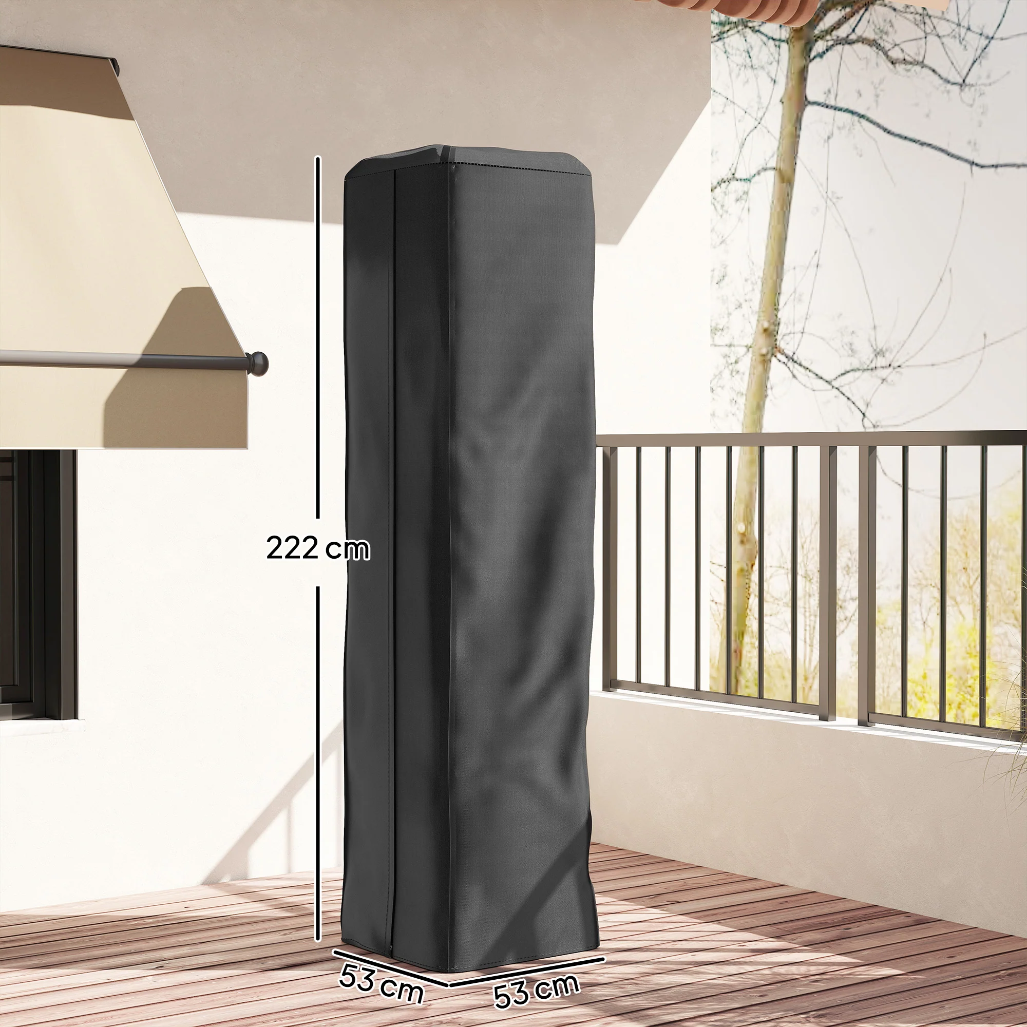 Outsunny Heavy Duty Gas Pyramid Outdoor Patio Heater Cover, Black - Image 5