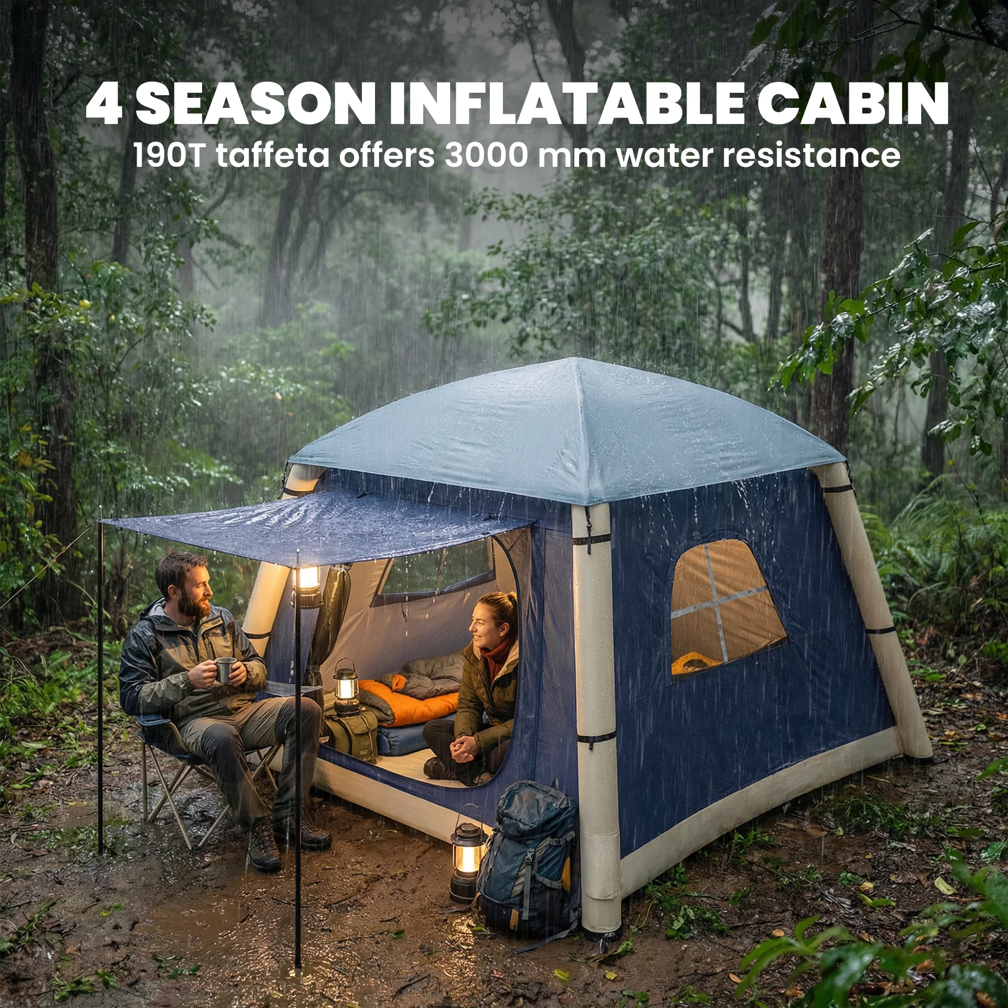 Outsunny Inflatable Camping Tent, 2 Man Tent, Dark Blue - Image 5