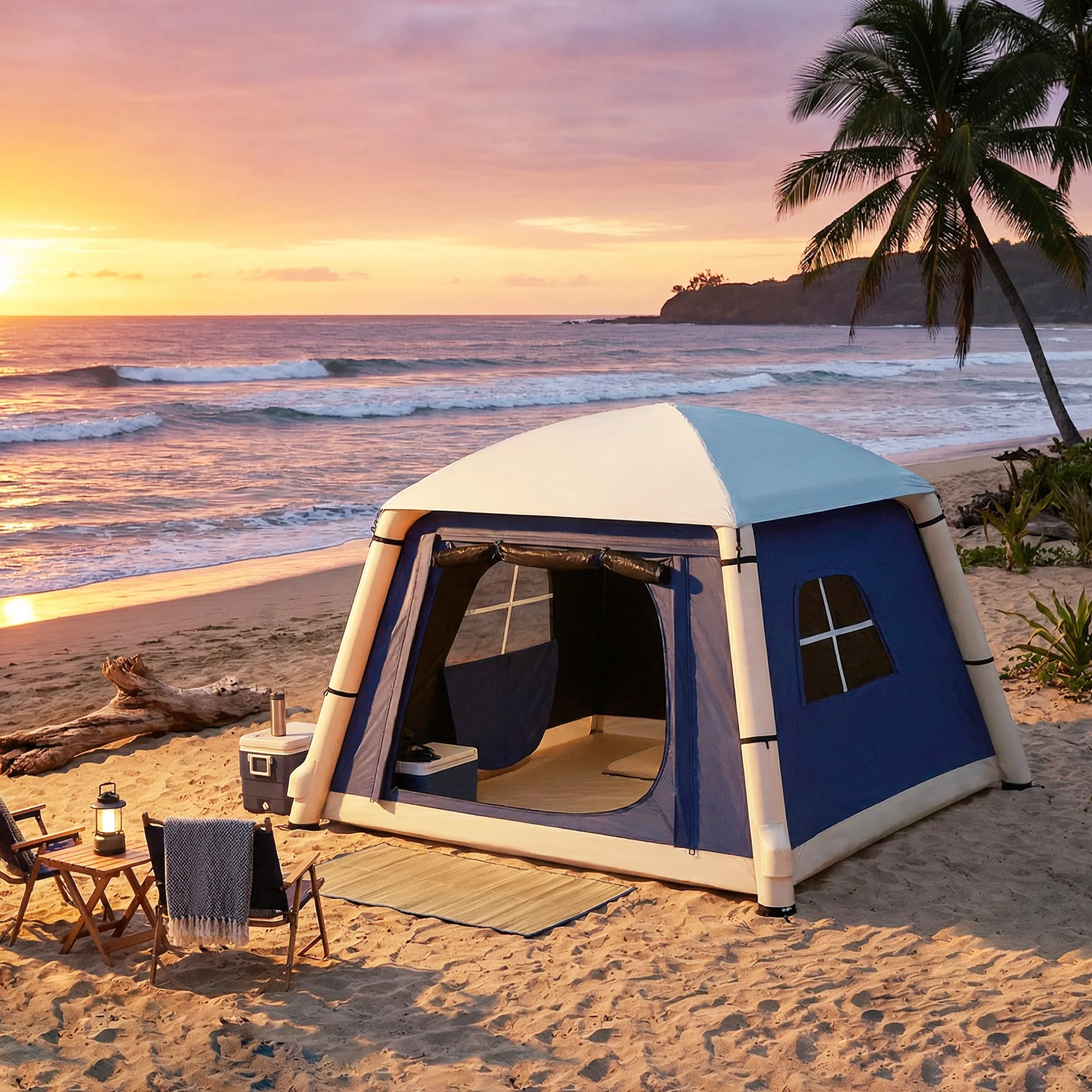 Outsunny Inflatable Camping Tent, 2 Man Tent, Dark Blue - Image 9