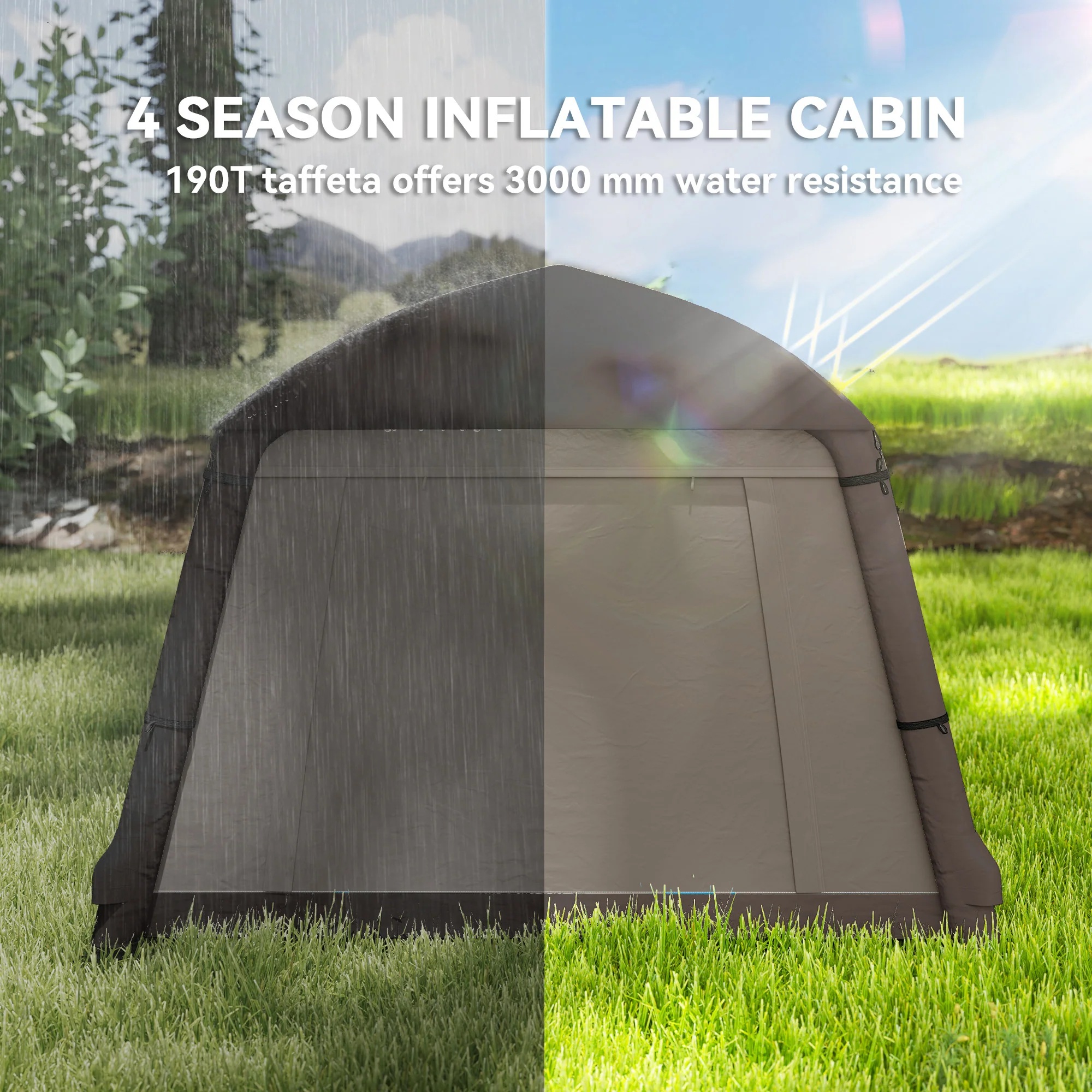 Outsunny Inflatable Camping Tent, Easy Setup 2 Man Tent, Khaki - Image 5