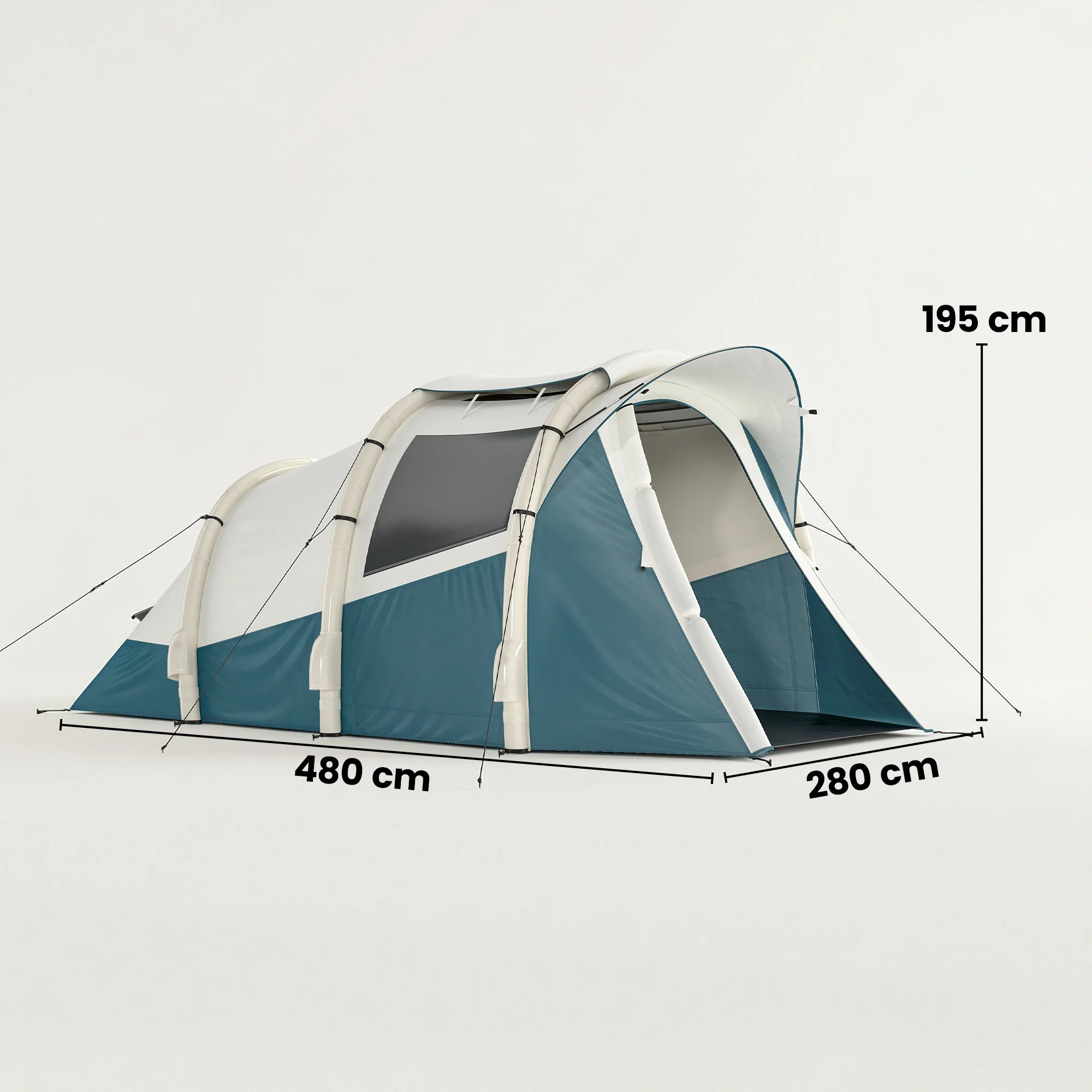 Outsunny Inflatable Camping Tent W/ Air Pump, 2-3 Person Blow Up Tent Green - Image 5