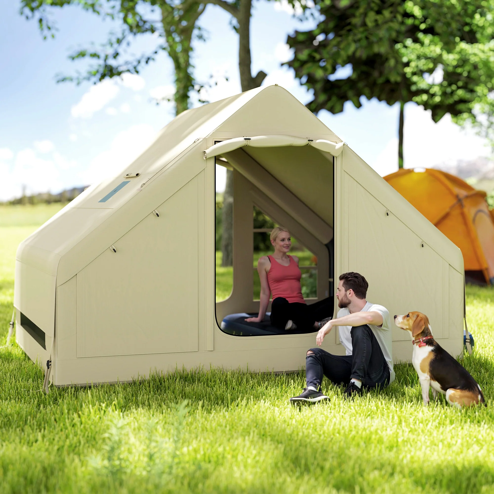 Outsunny Inflatable Camping Tent with Pump, 2-4 Person Glamping Tent - Image 9