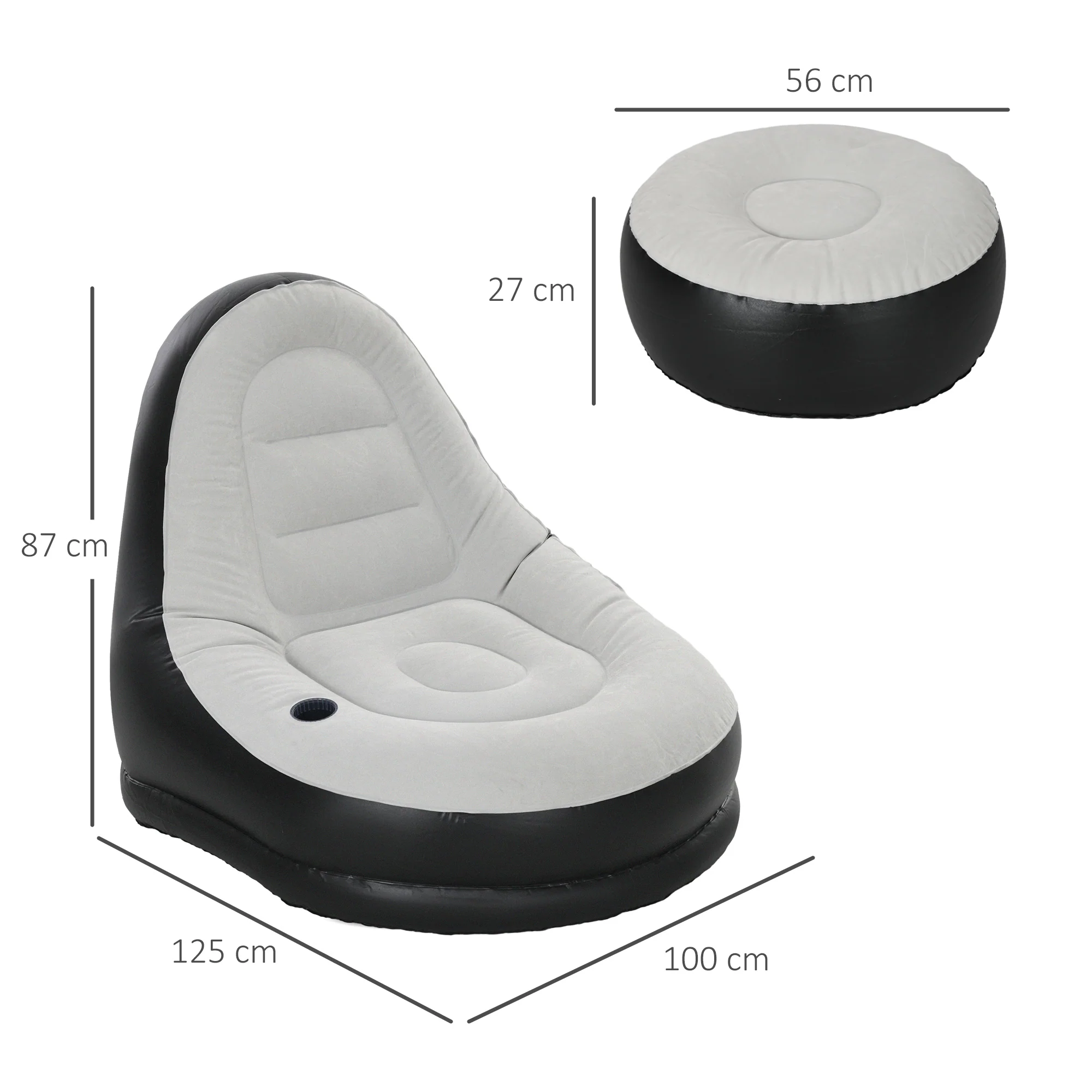 Outsunny Inflatable Chair And Footstool For Gaming, Reading, Watching - Image 5