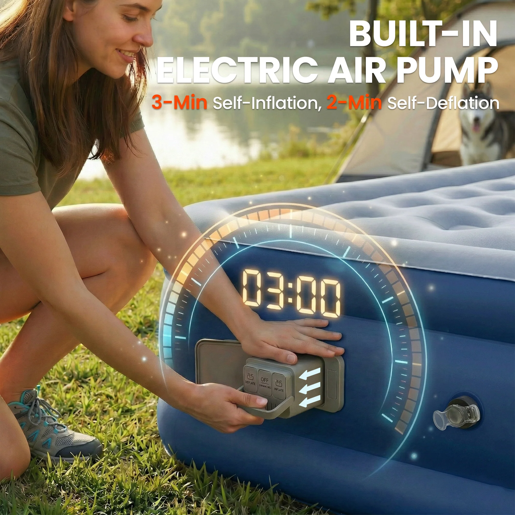 Outsunny Inflatable Mattress, Air Bed With Built-in Pump, Grey - Image 12