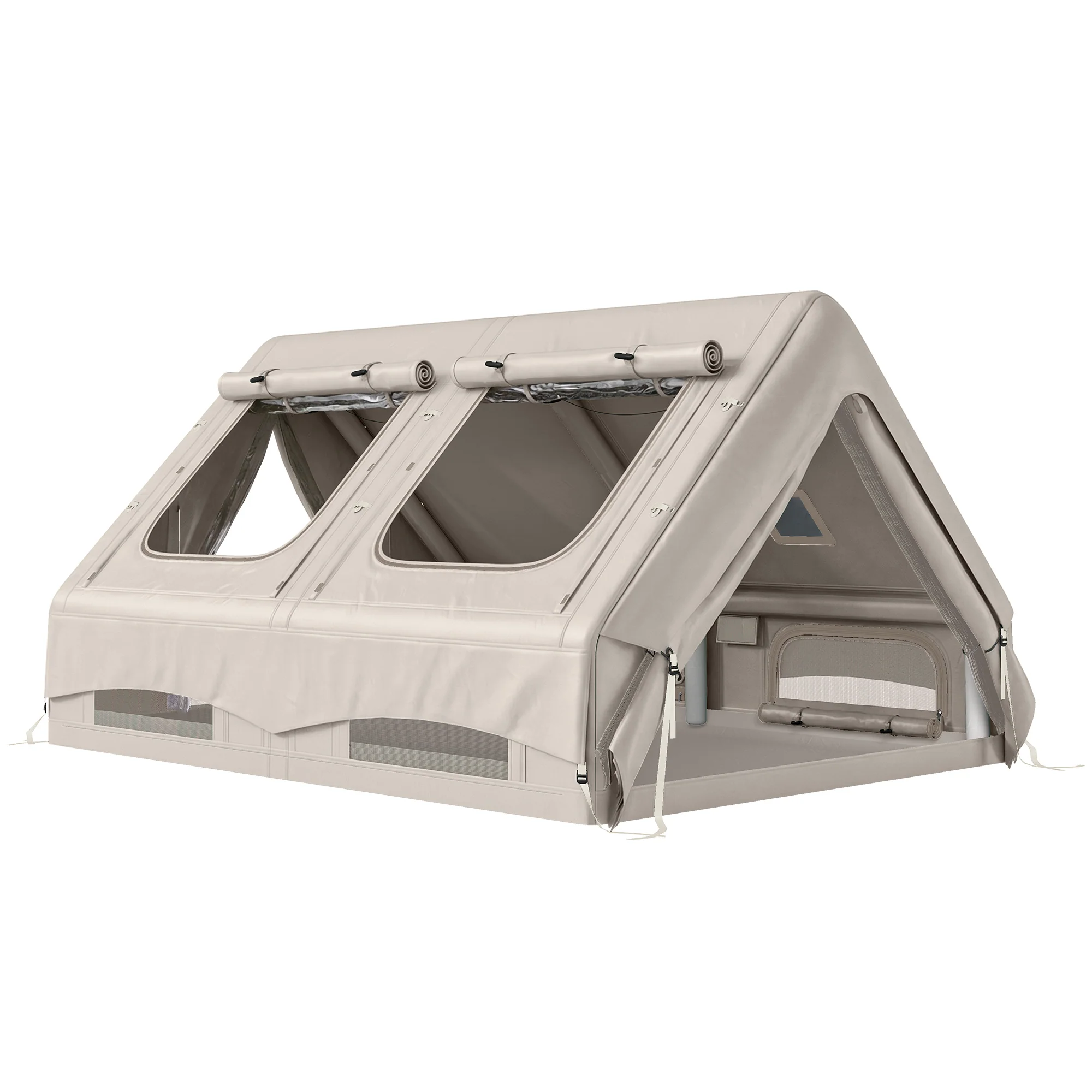 Outsunny Inflatable Tent, 4 Season Hot Tent 10000mm Waterproof, Khaki