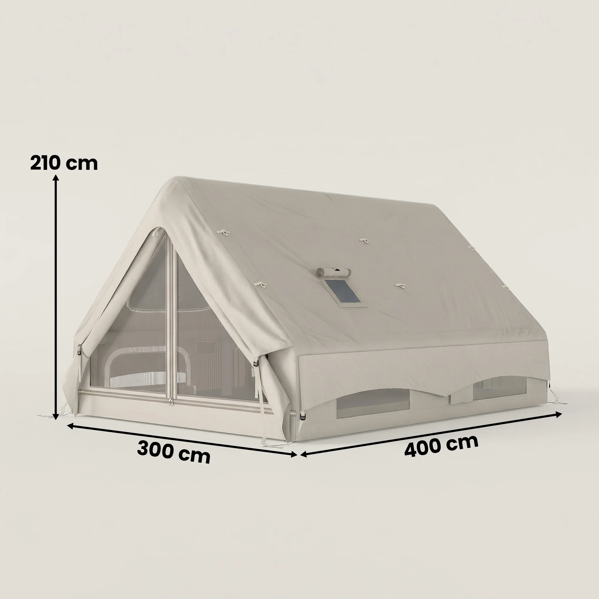 Outsunny Inflatable Tent, 4 Season Hot Tent 10000mm Waterproof, Khaki - Image 5