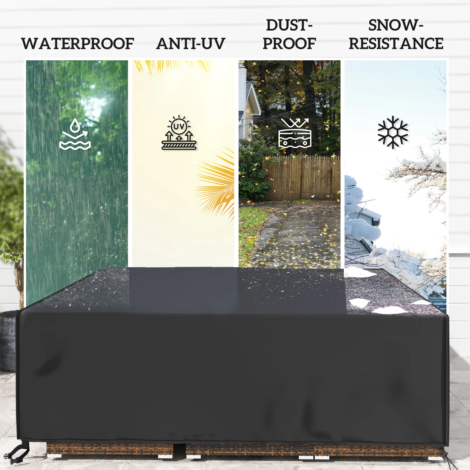 Outsunny Large Garden Set Square Cover Outdoor Furniture Waterproof Resist Fade - Image 6