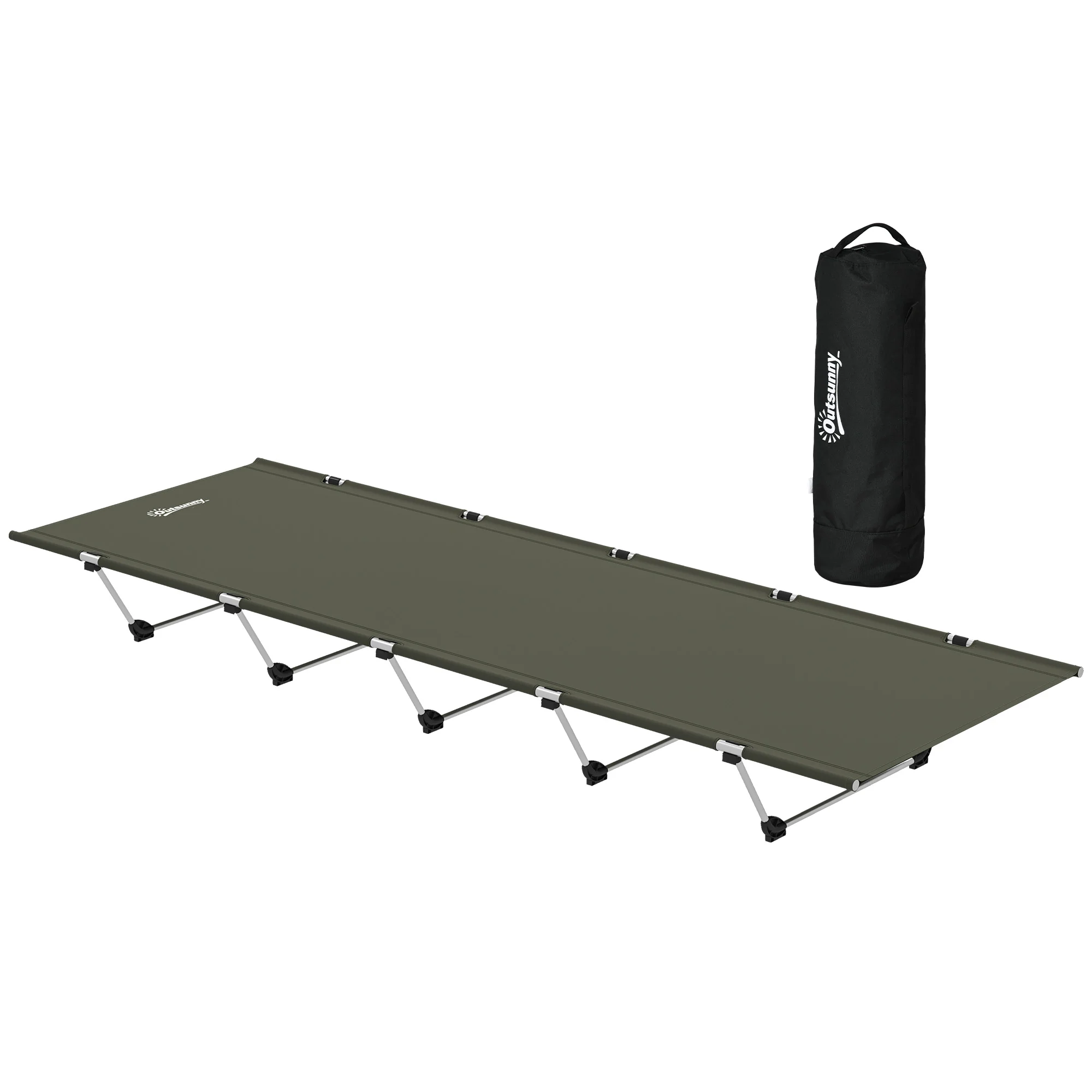 Outsunny Lightweight Camping Cot Portable Compact Sleeping Bed w/ Carry Bag - Image 10
