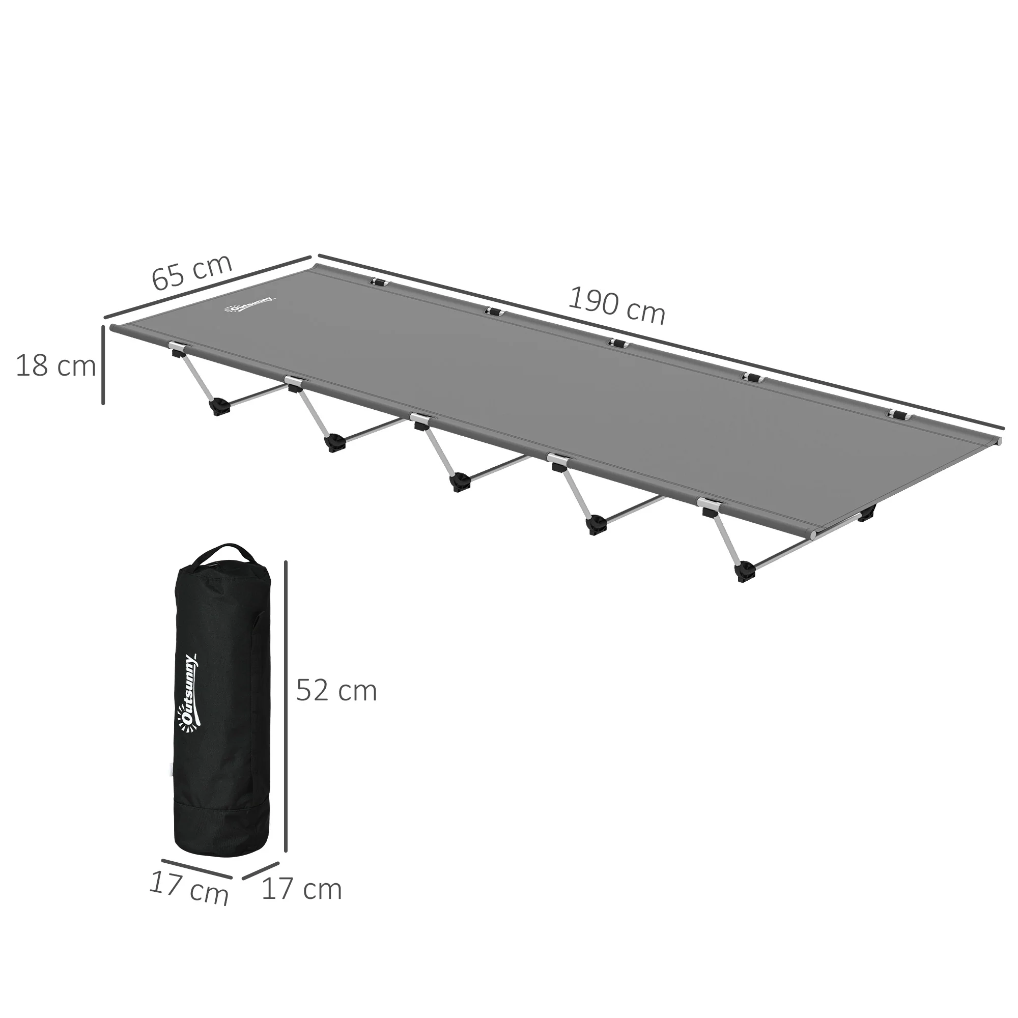 Outsunny Lightweight Camping Cot Portable Compact Sleeping Bed w/ Carry Bag - Image 5