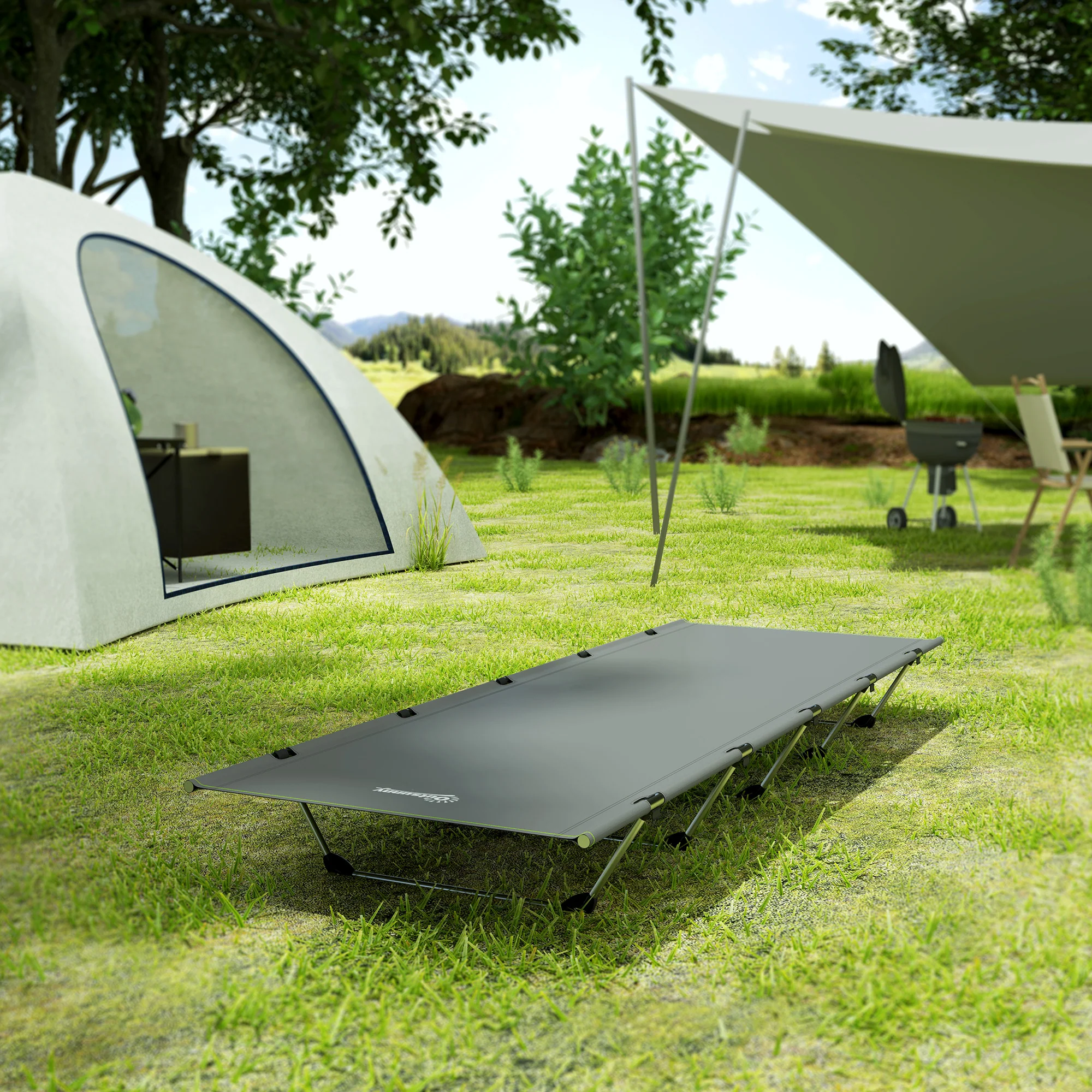 Outsunny Lightweight Camping Cot Portable Compact Sleeping Bed w/ Carry Bag - Image 9