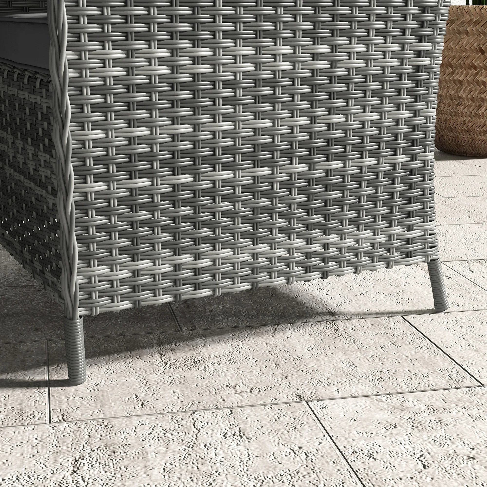Outsunny Luxury Rattan Garden Dining Set W/ Parasol, Cushions, Mixed Grey - Image 9