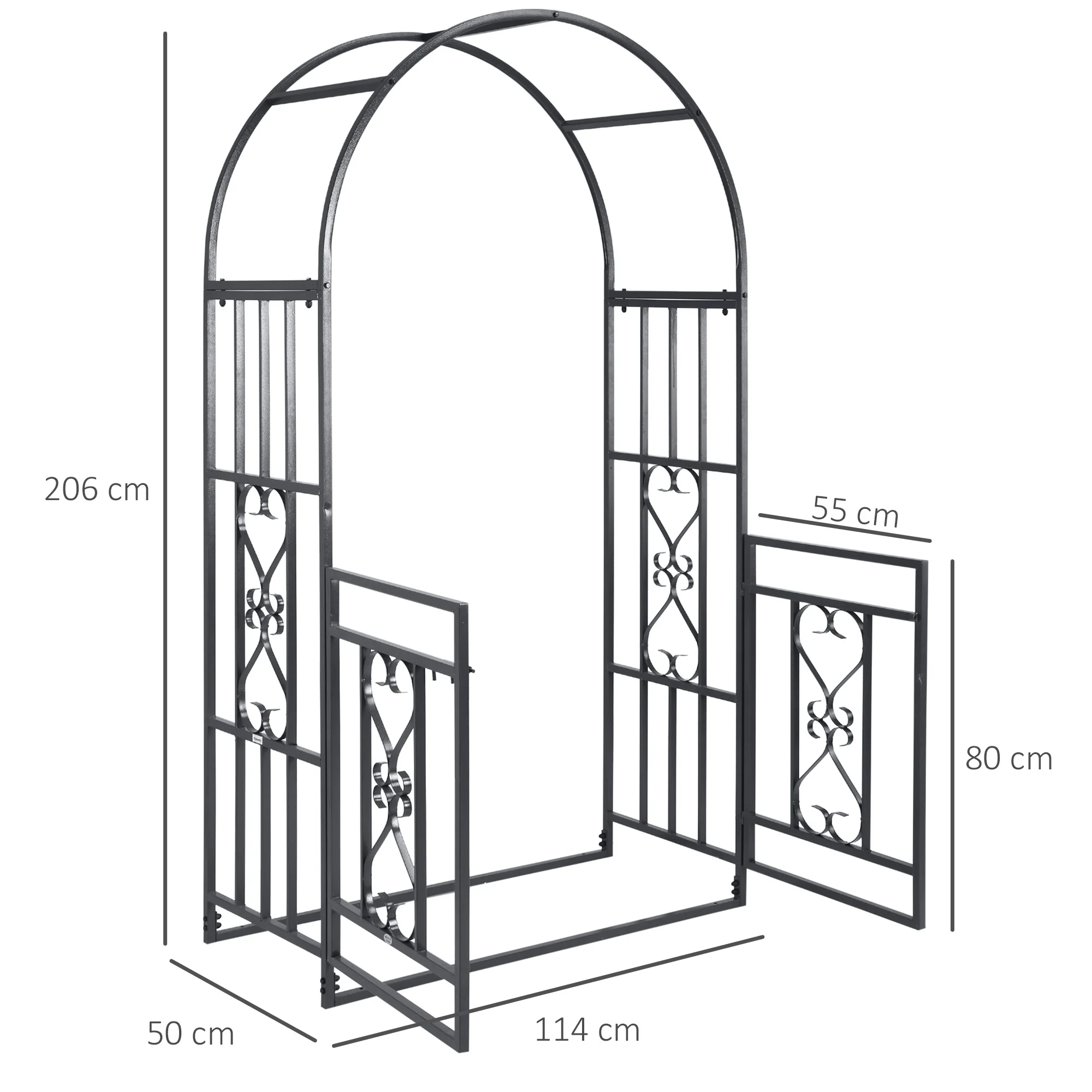 Outsunny Metal Garden Arch with Double Gate, Garden Arbor Climbing Plants - Image 5