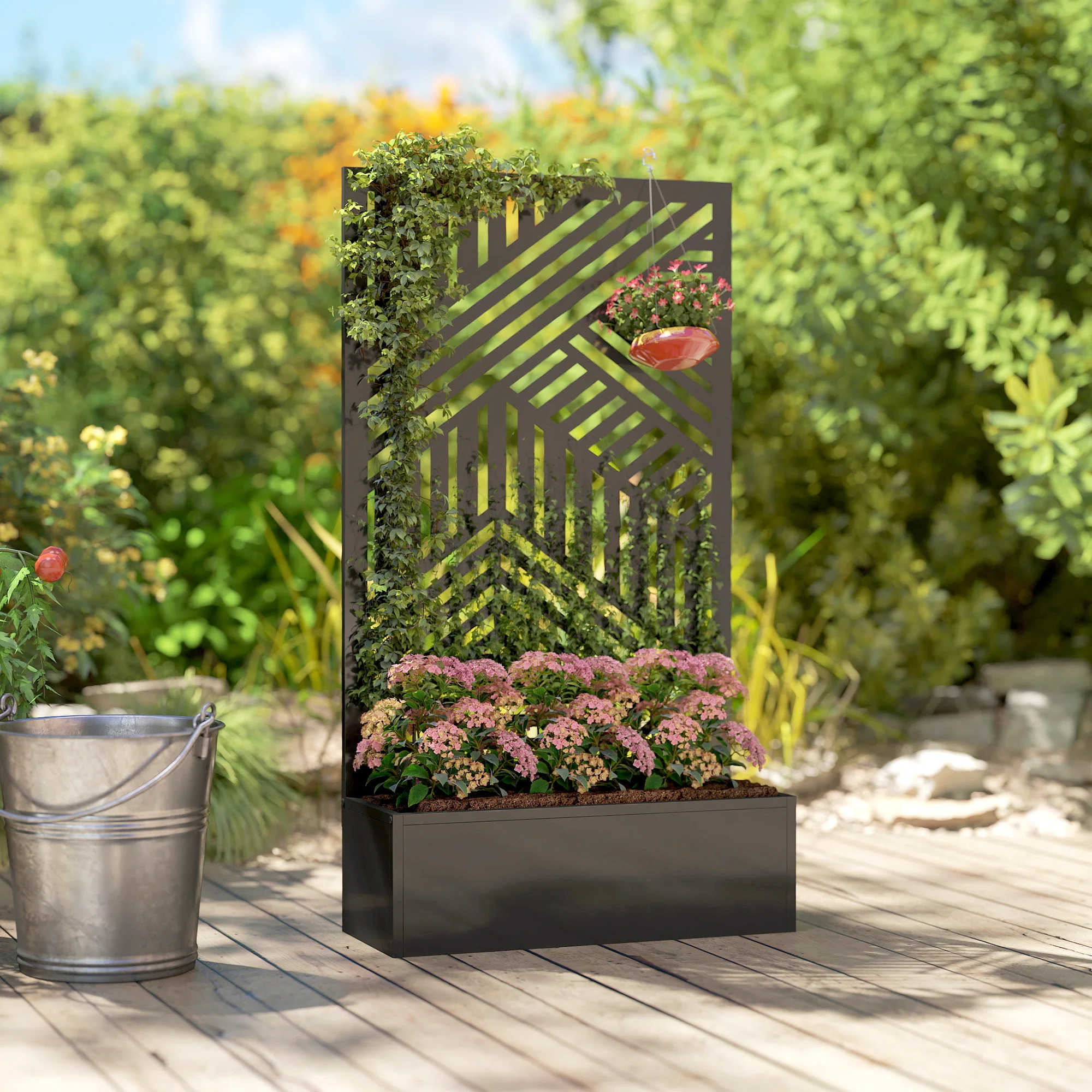Outsunny Metal Garden Bed for Garden with Trellis, Raised Garden Bed - Image 8
