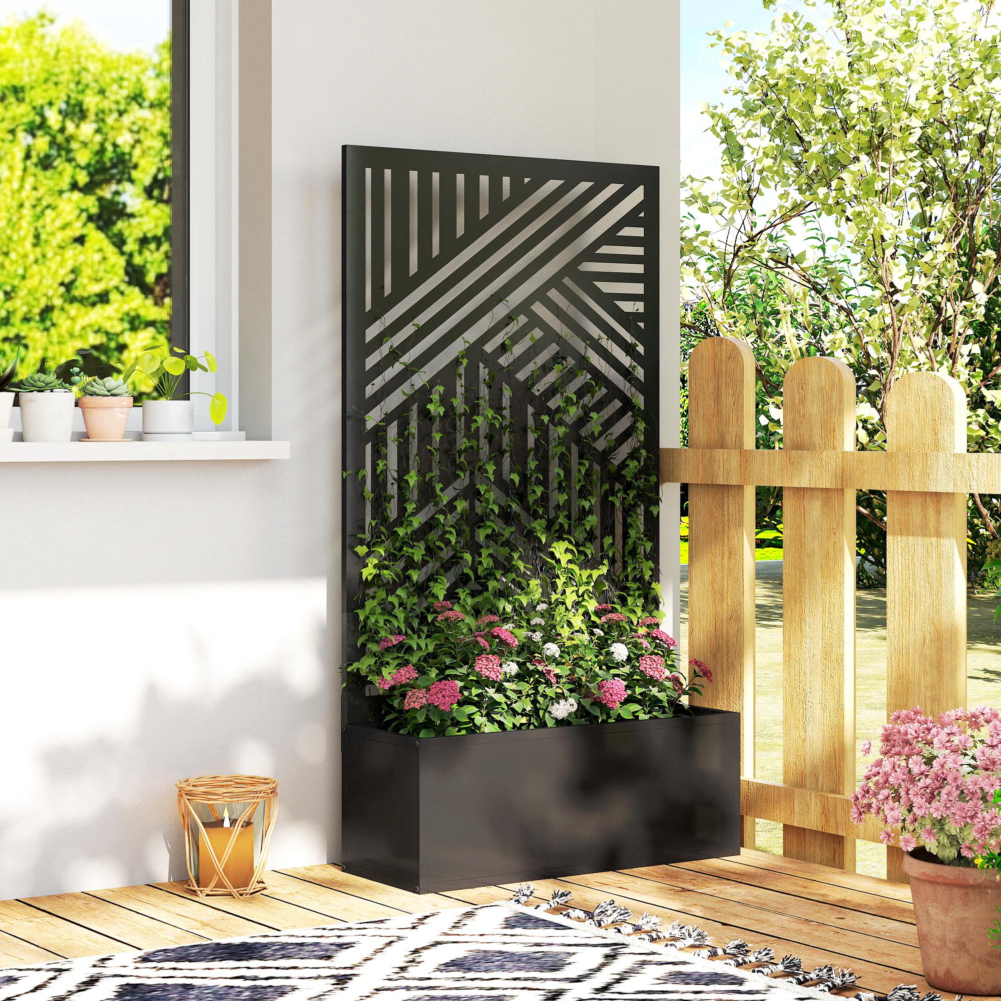 Outsunny Metal Garden Bed for Garden with Trellis, Raised Garden Bed - Image 9