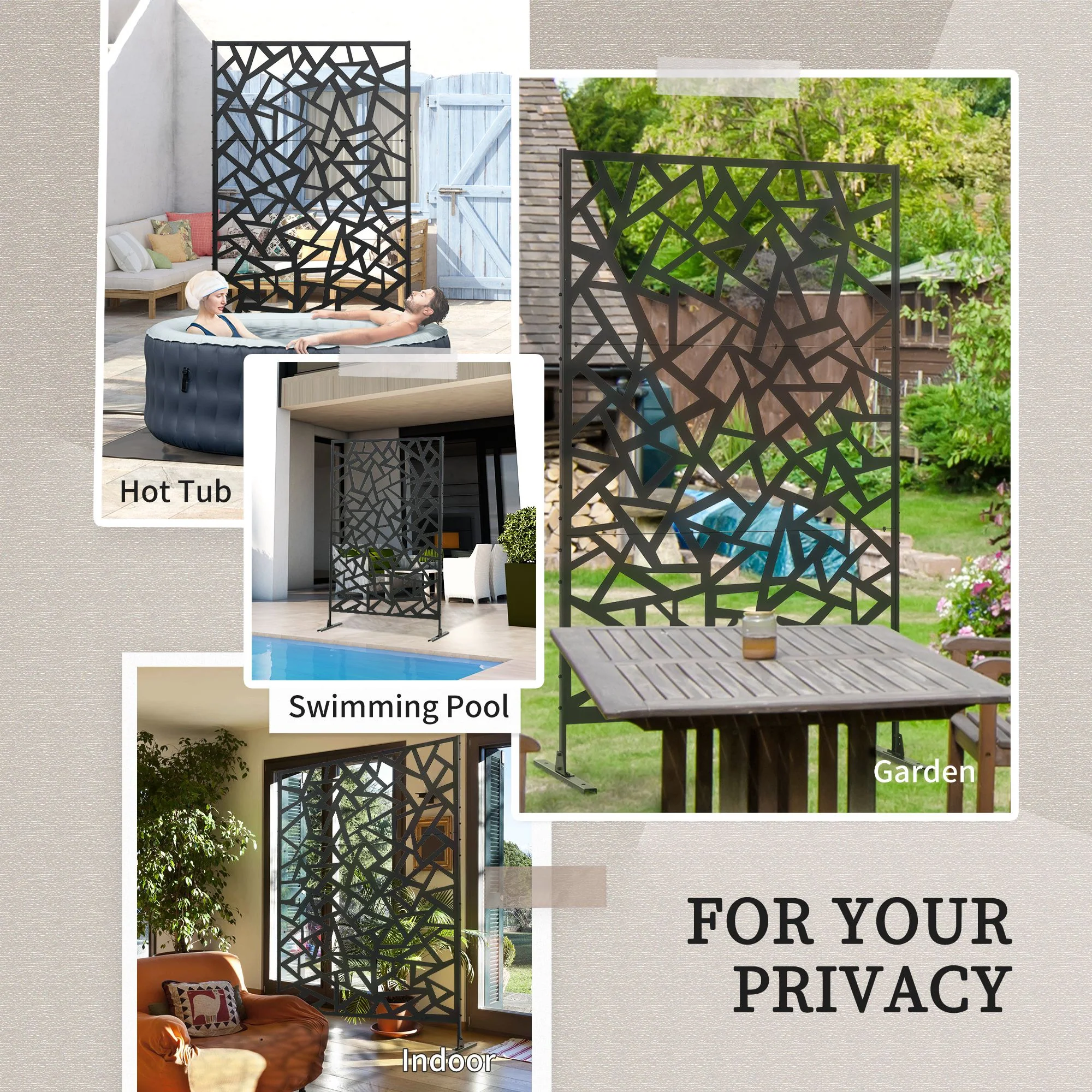 Outsunny Metal Garden Partition Screen Decorative Outdoor Divider w/Screws - Image 6