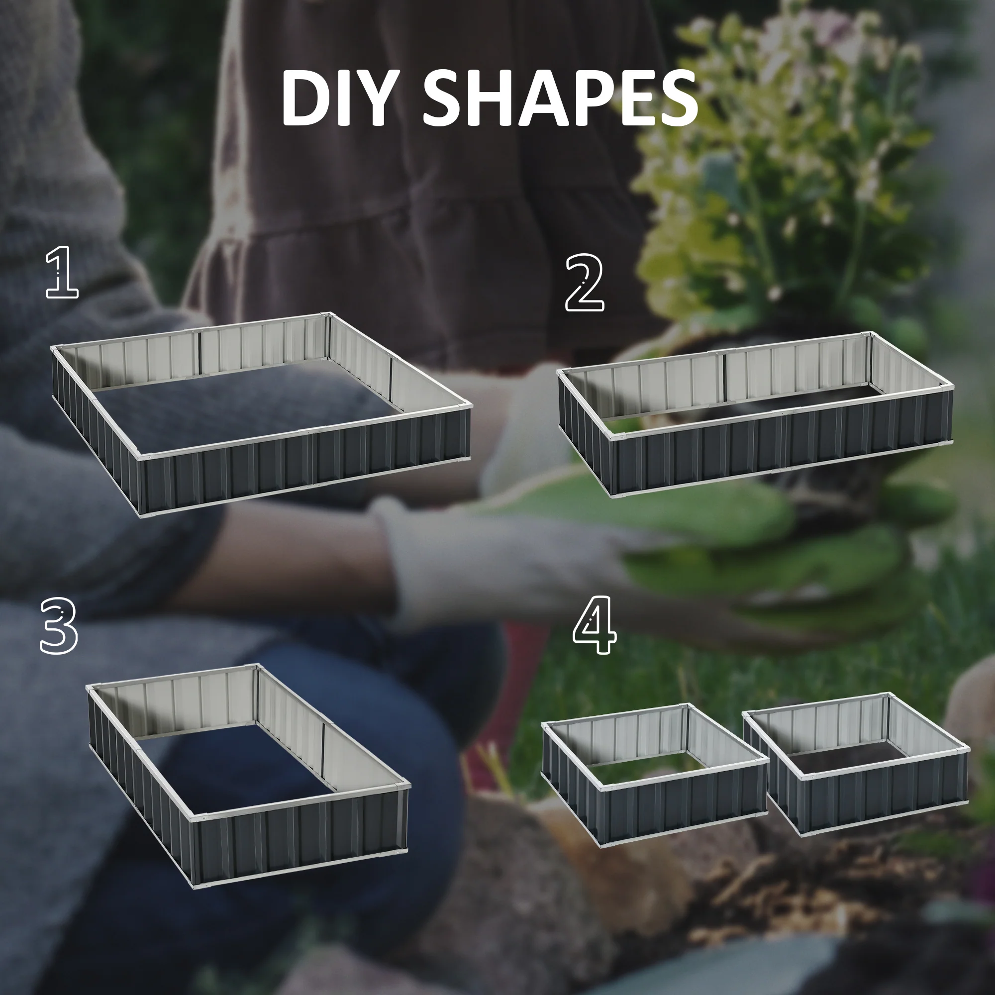 Outsunny Metal Raised Garden Bed No Bottom DIY Large Planter Box W/ Gloves - Image 6