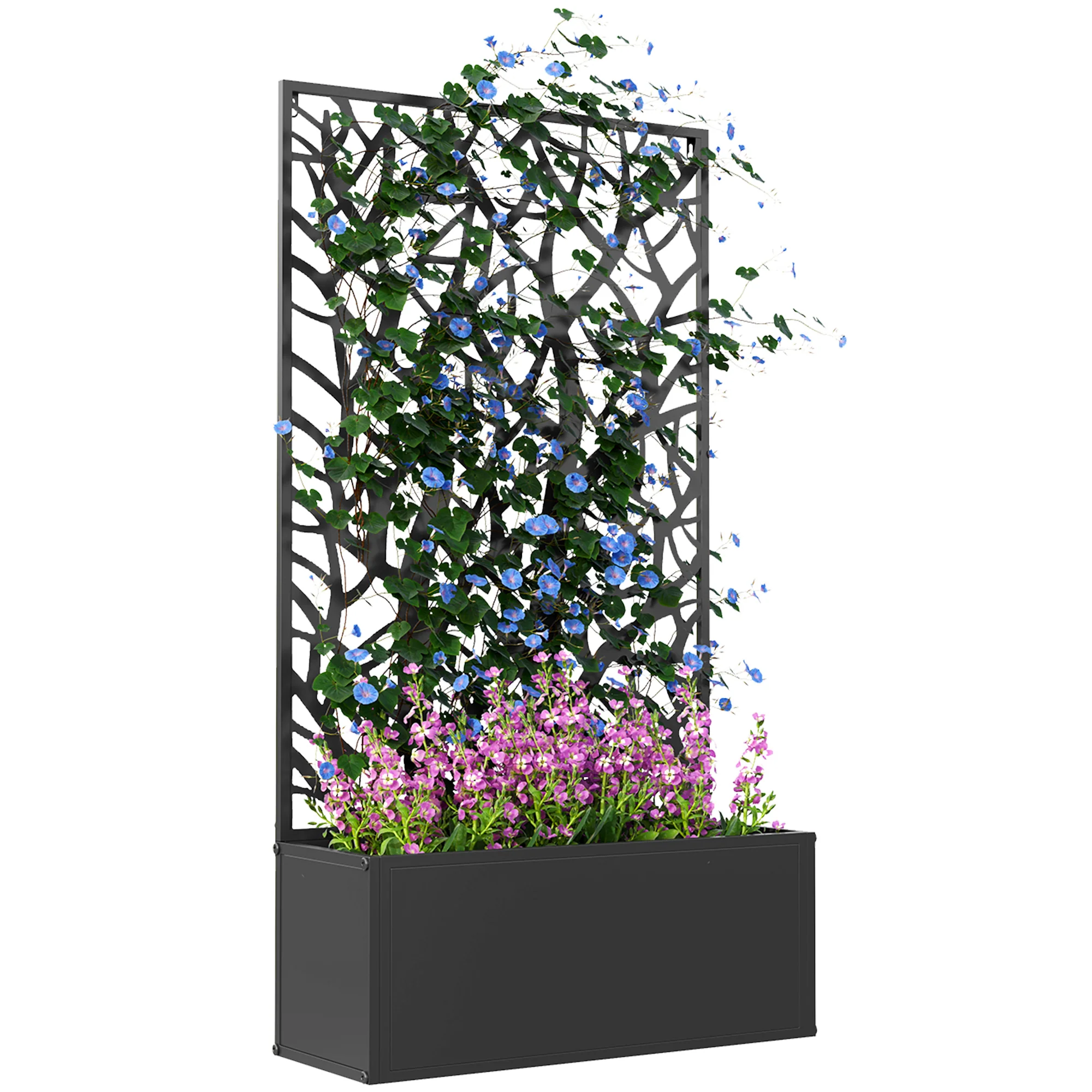 Outsunny Metal Raised Garden Bed with Trellis, Outdoor Elevated Planter Box - Image 10