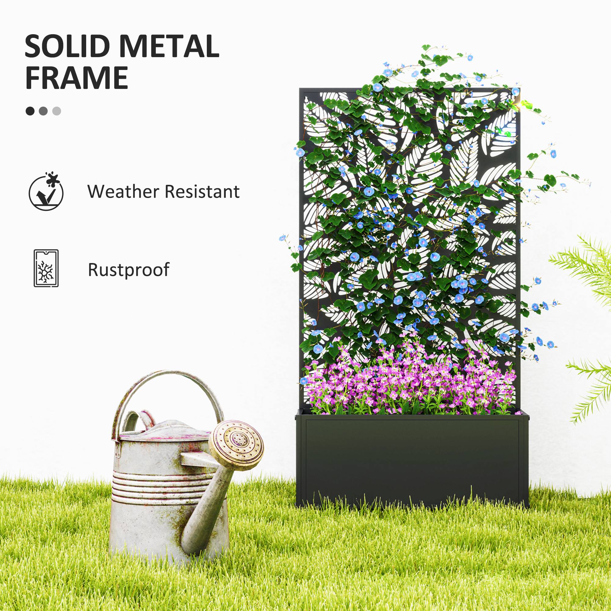 Outsunny Metal Raised Garden Bed with Trellis, Outdoor Elevated Planter Box - Image 24