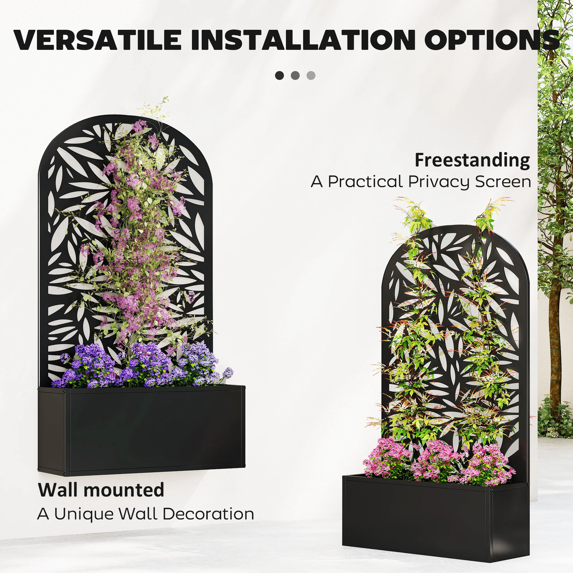 Outsunny Metal Raised Garden Bed with Trellis, Outdoor Elevated Planter Box - Image 5