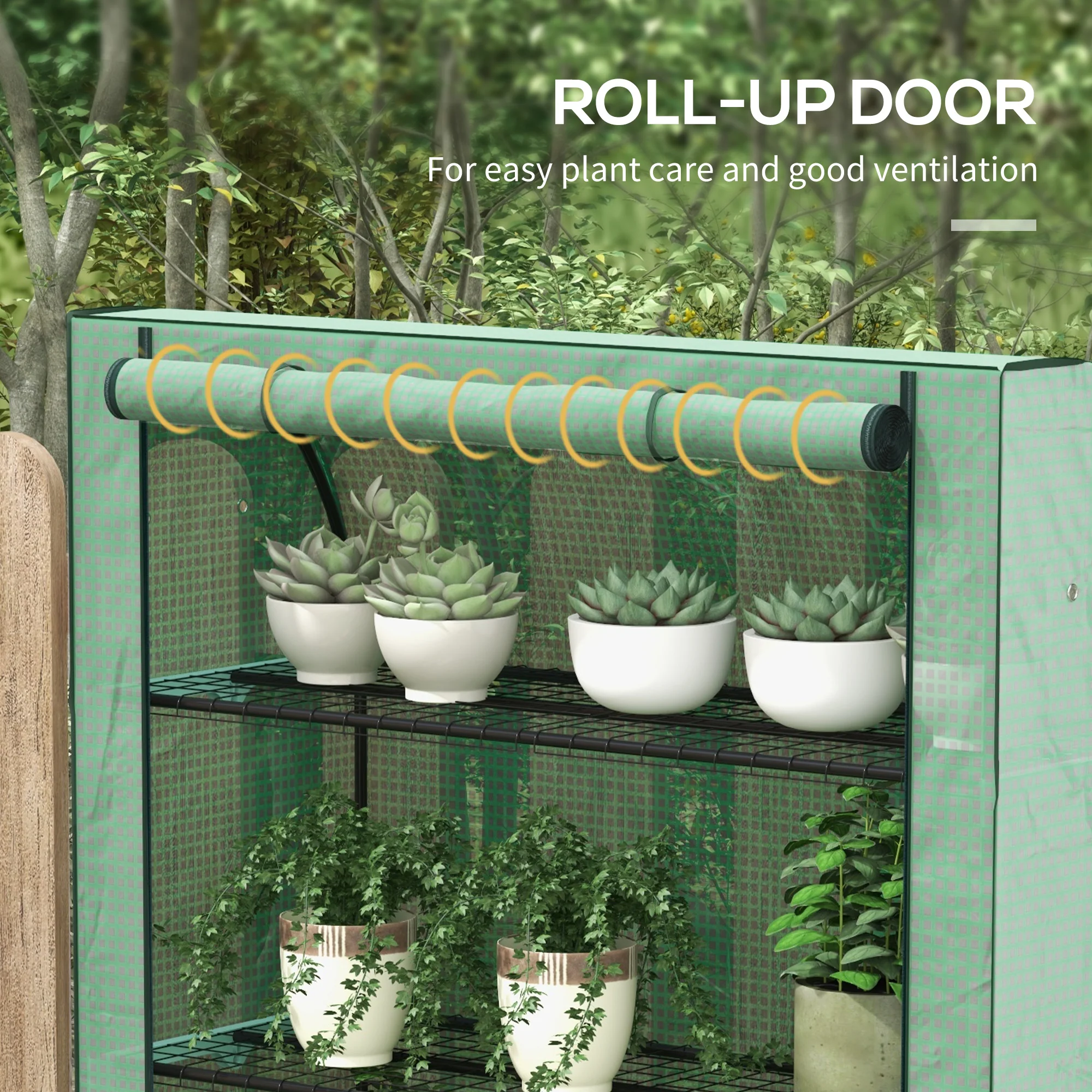Outsunny Mini Green House with 4 Tier Shelves, 170H x 120W x 50Dcm, Green - Image 6
