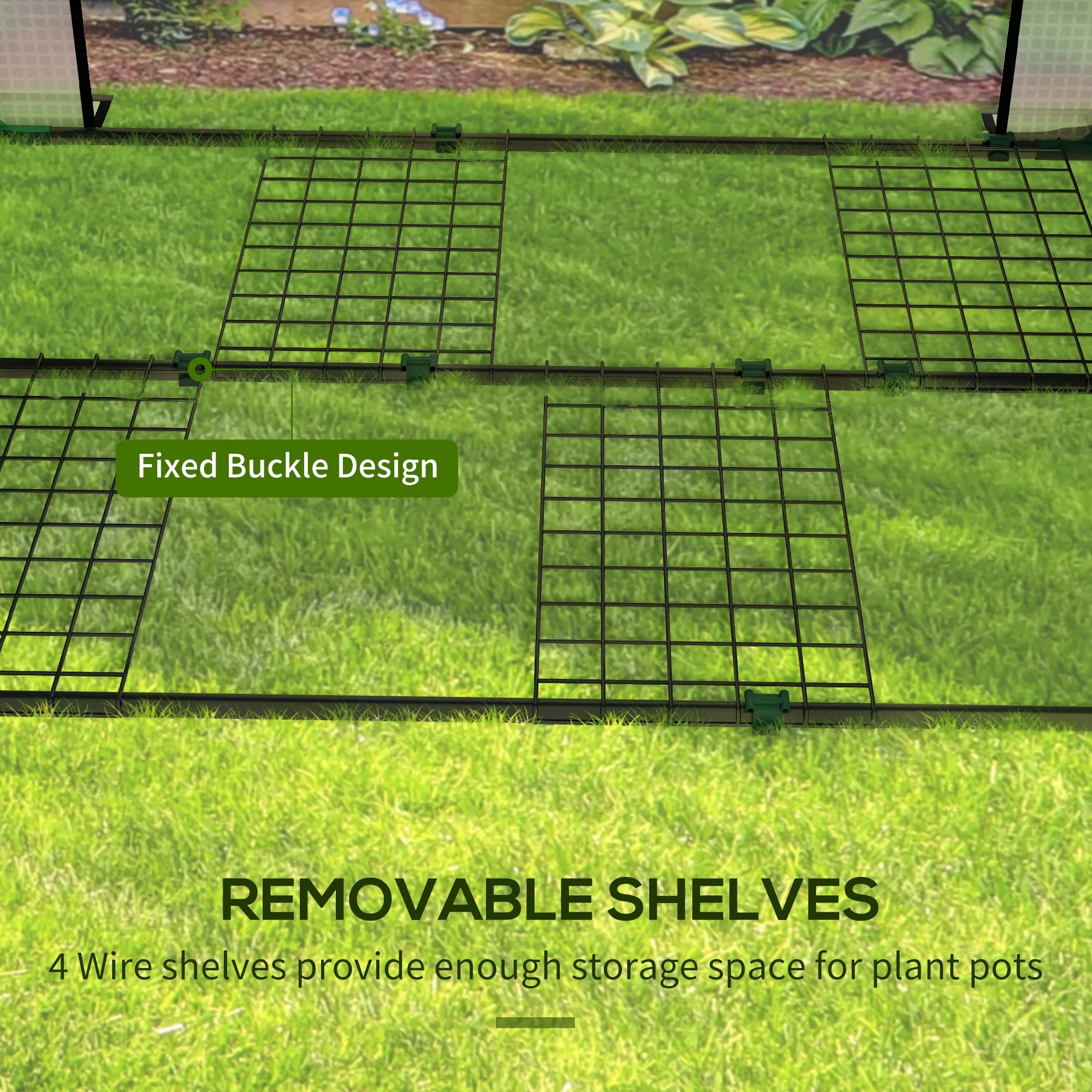 Outsunny Mini Greenhouse With Shelves And Roll Up Door, 100x80x150cm, White - Image 7