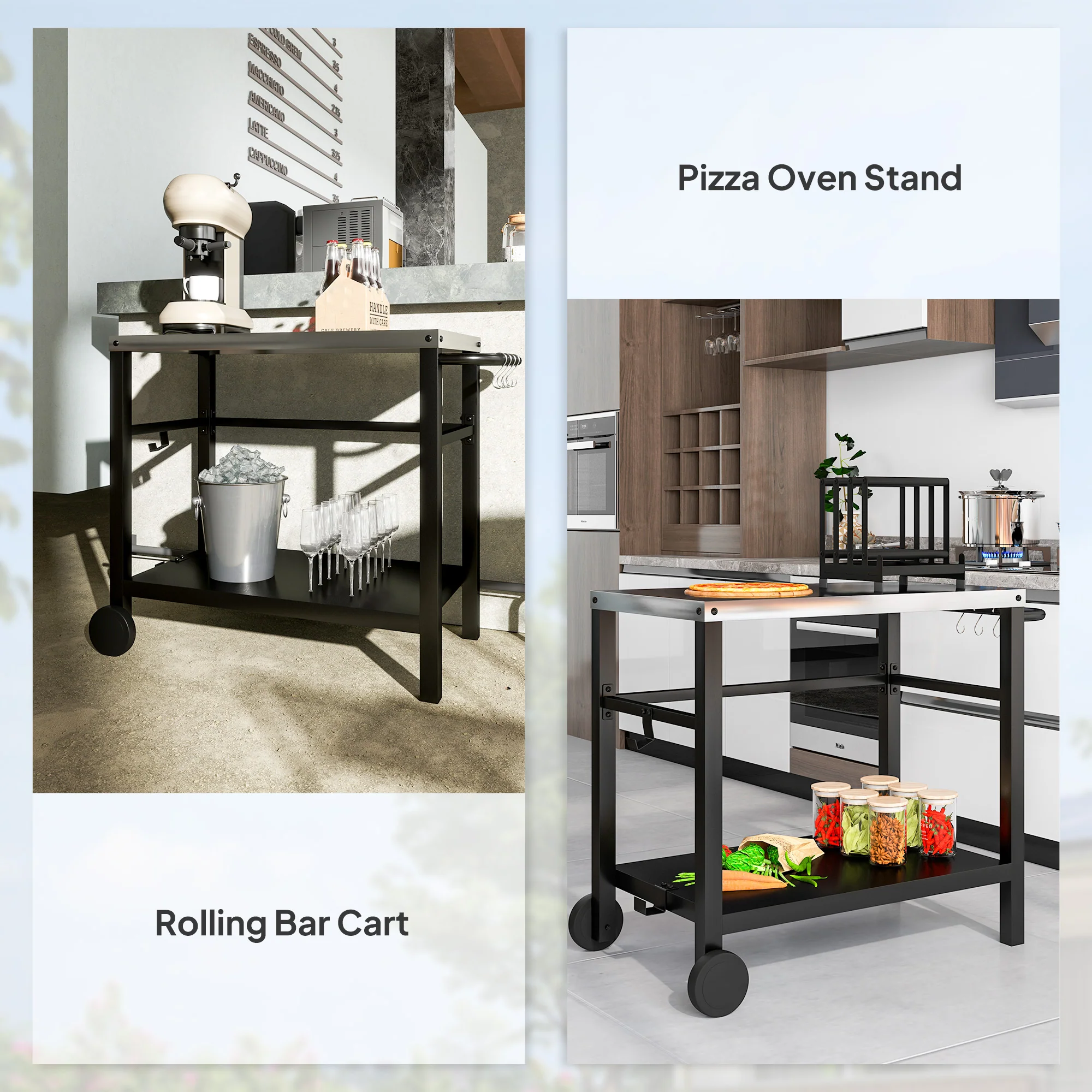 Outsunny Outdoor BBQ Table with 2-Tier Shelf, Outdoor Kitchen - Image 17