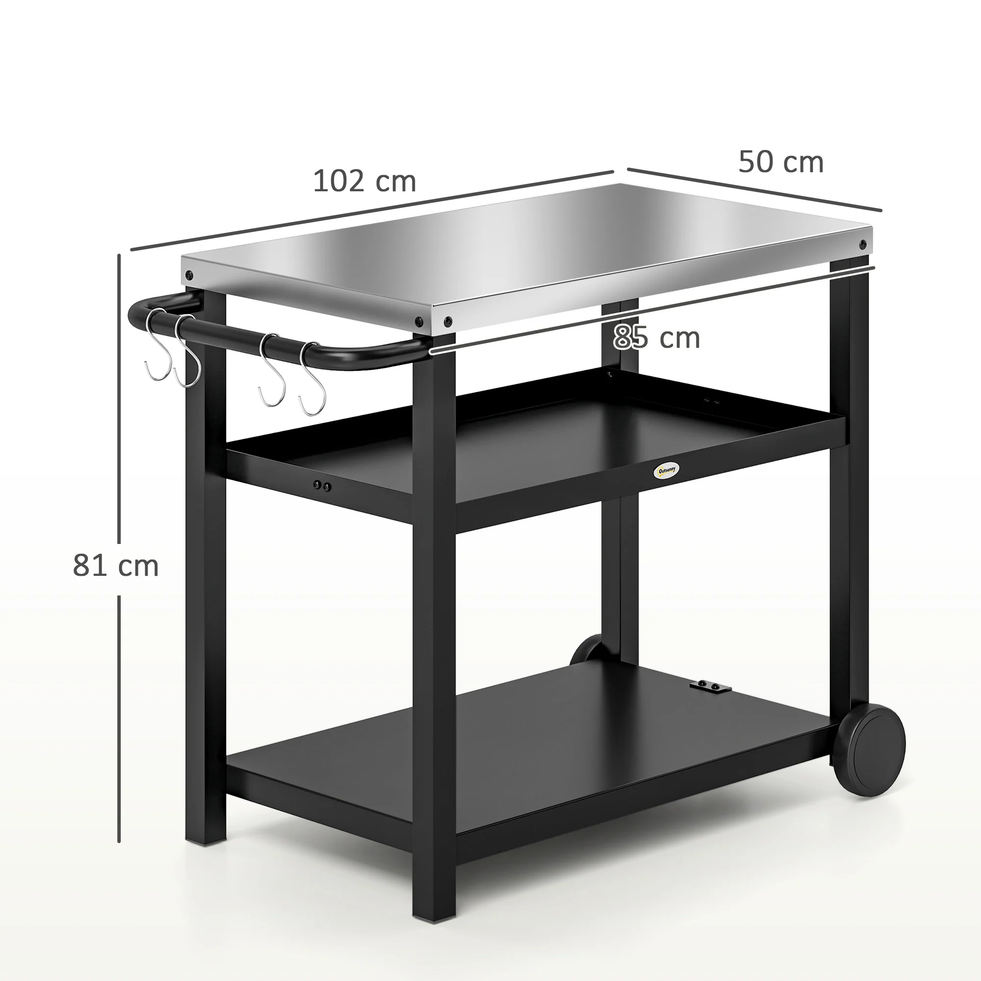 Outsunny Outdoor BBQ Table with 2-Tier Shelf, Outdoor Kitchen - Image 5