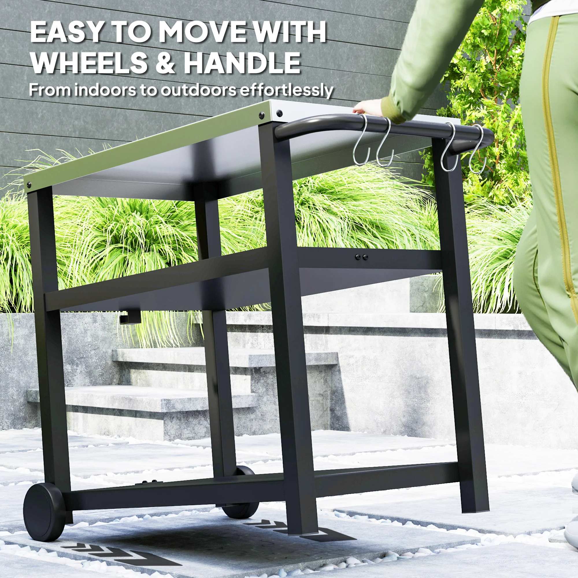 Outsunny Outdoor BBQ Table with 2-Tier Shelf, Outdoor Kitchen - Image 6