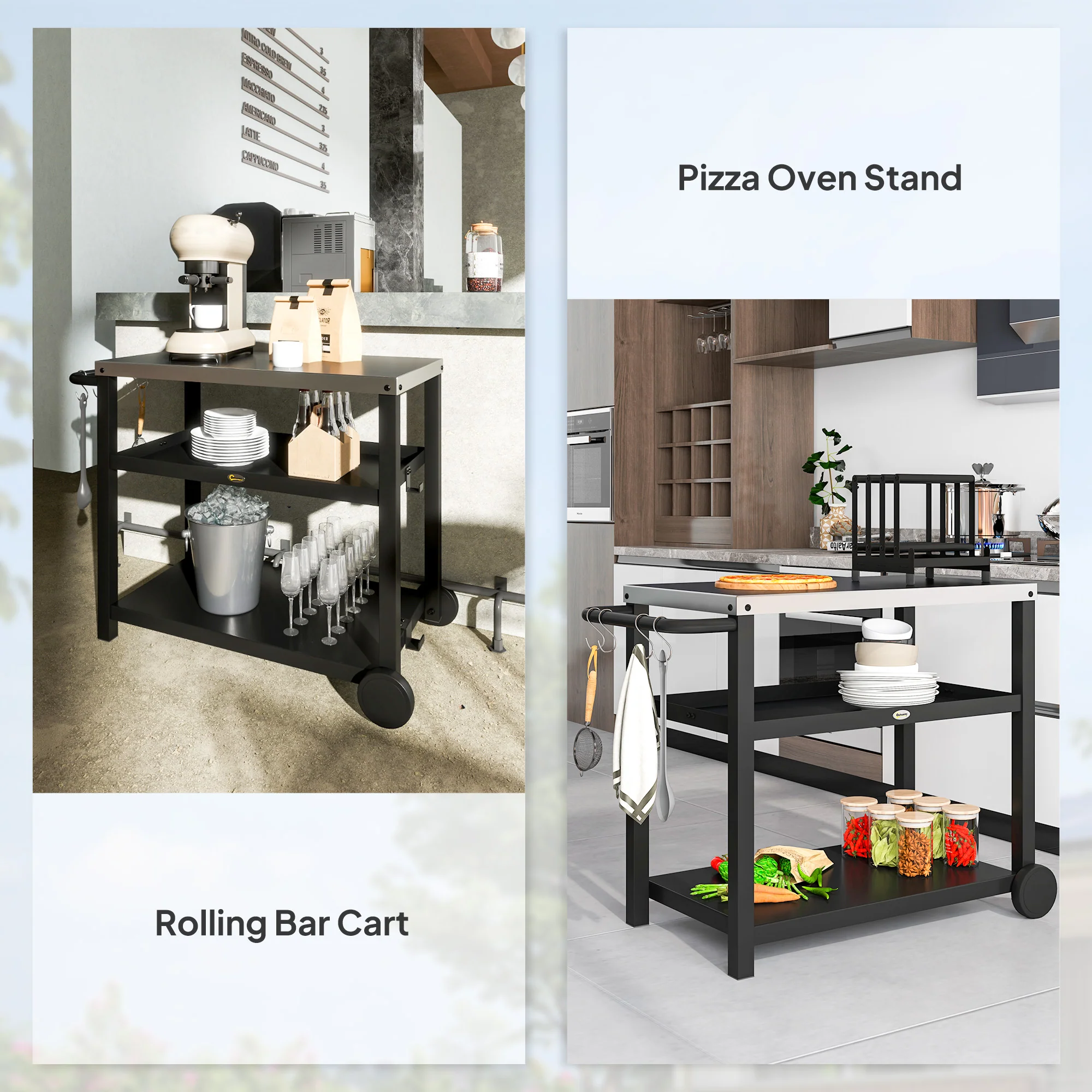 Outsunny Outdoor BBQ Table with 2-Tier Shelf, Outdoor Kitchen - Image 8
