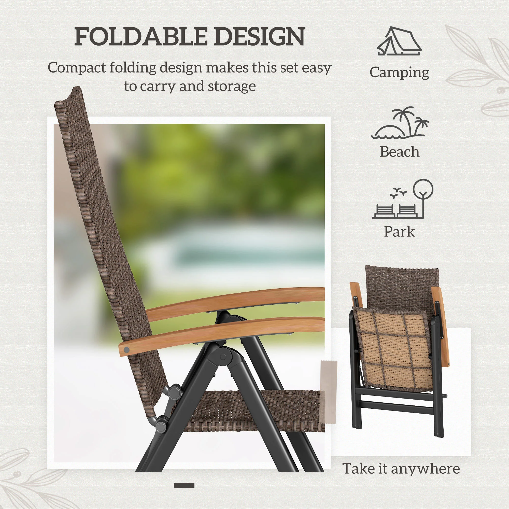 Outsunny Outdoor Folding Dining Chairs, Dining Chairs - Image 6