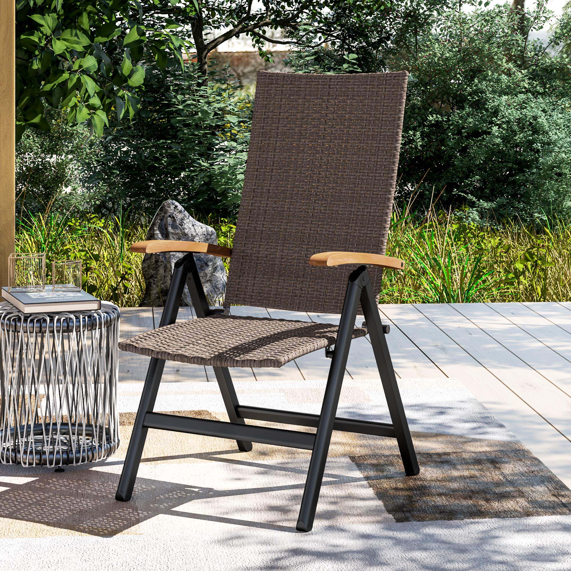 Outsunny Outdoor Folding Rattan Chair, Dining Chair - Image 7