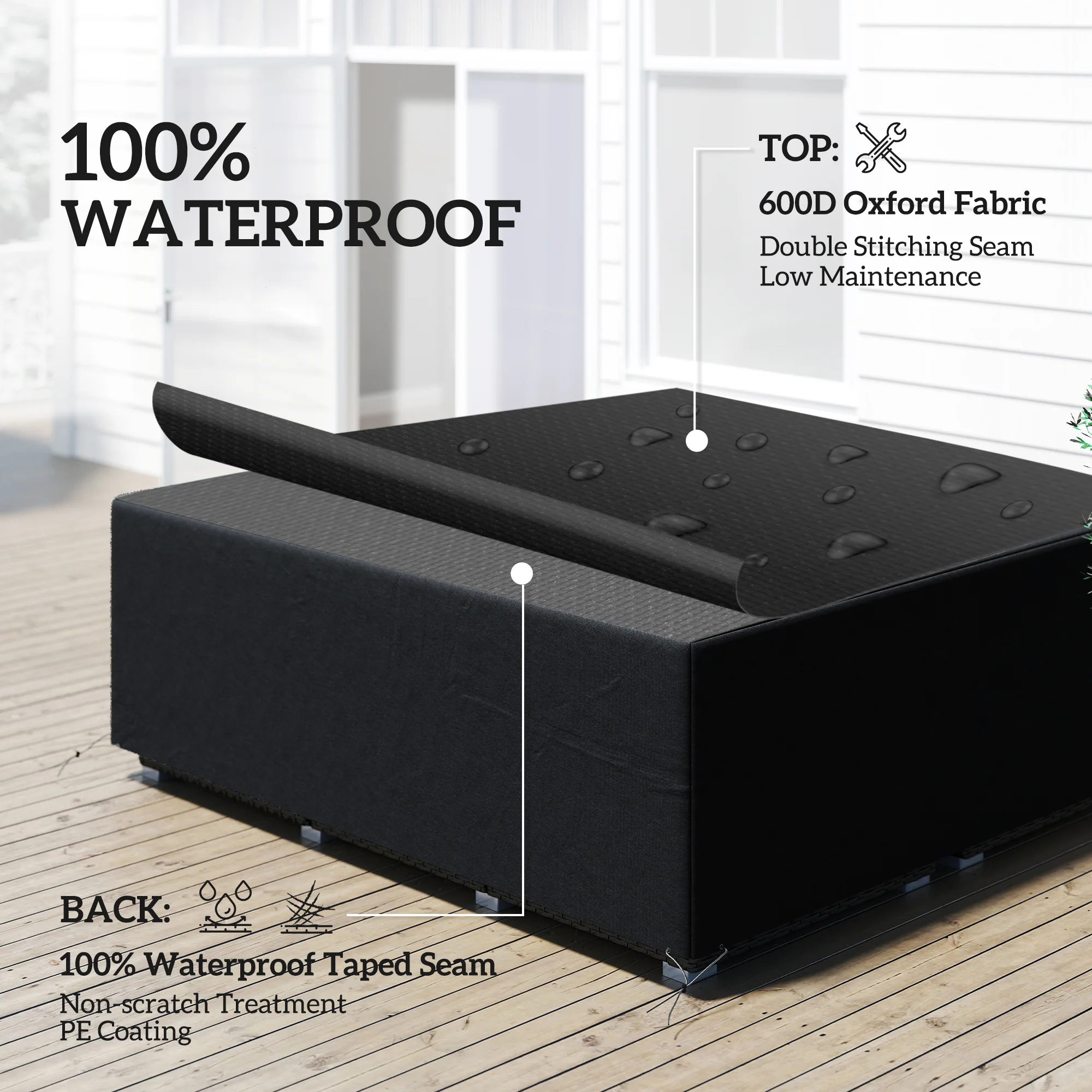 Outsunny Outdoor Furniture Protective Cover, Black - Image 13