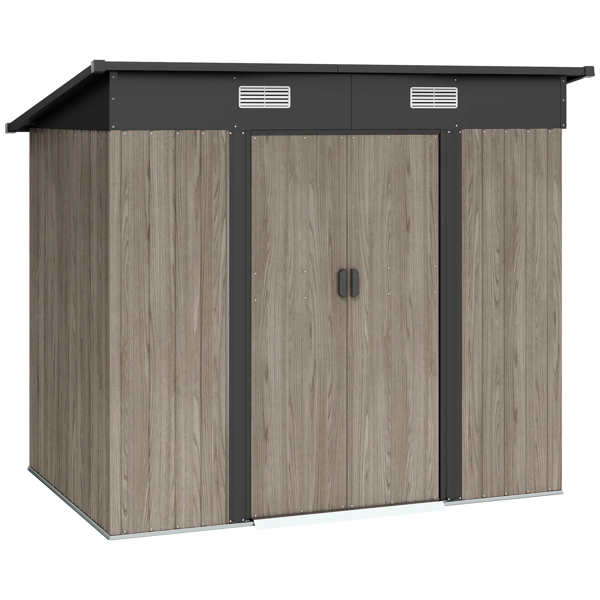 Outsunny Outdoor Garden Storage Shed for Patio Grey Wood Grain