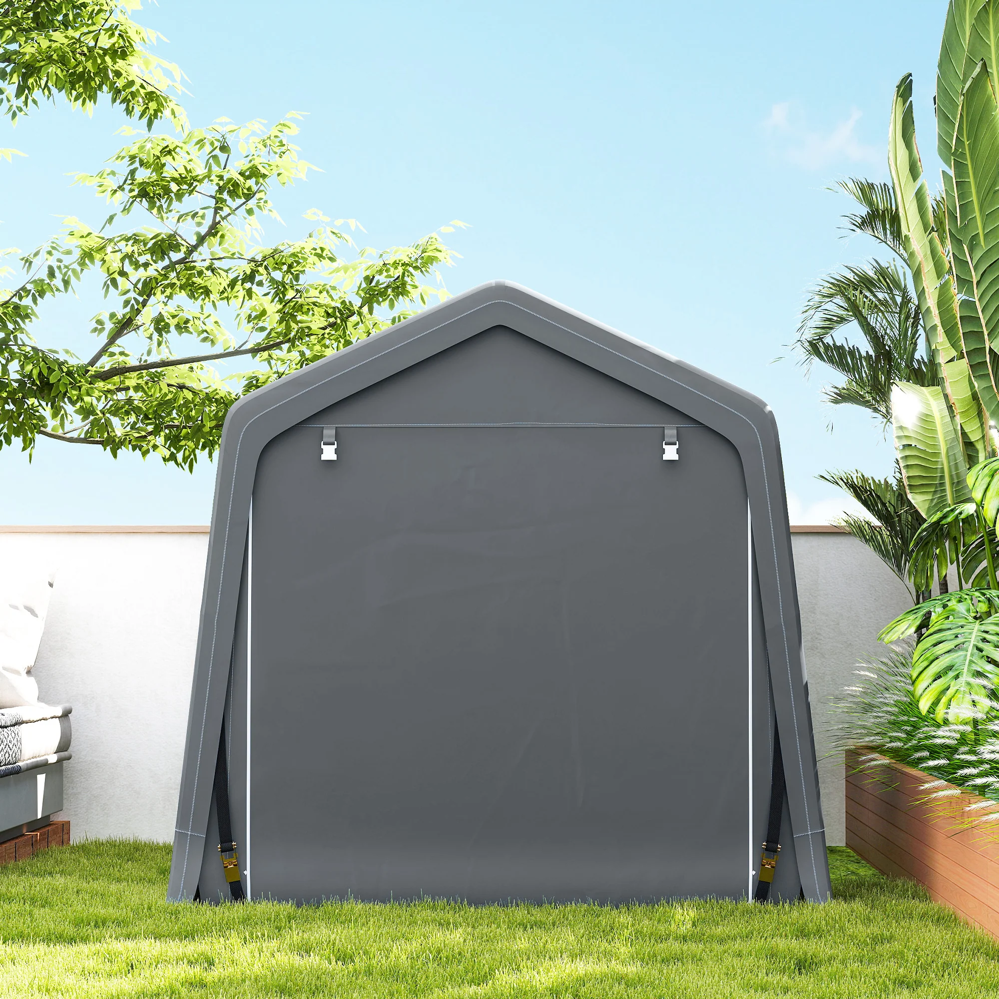 Outsunny Outdoor Garden Storage Shed Waterproof Bike Tent W/ Zipper Doors - Image 8