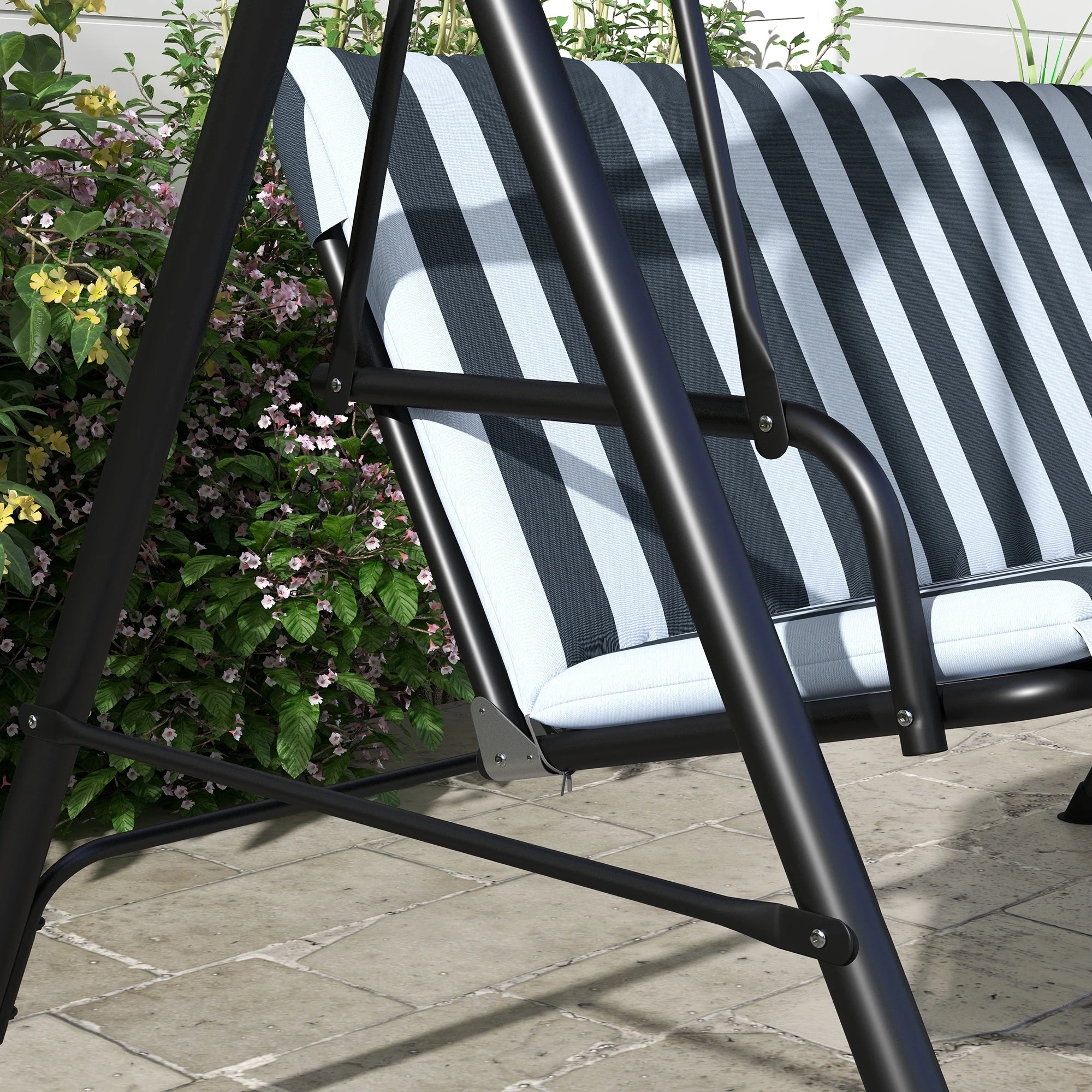 Outsunny Outdoor Metal Hammock Swing Chair 3-Seater Patio Bench Garden - Image 9
