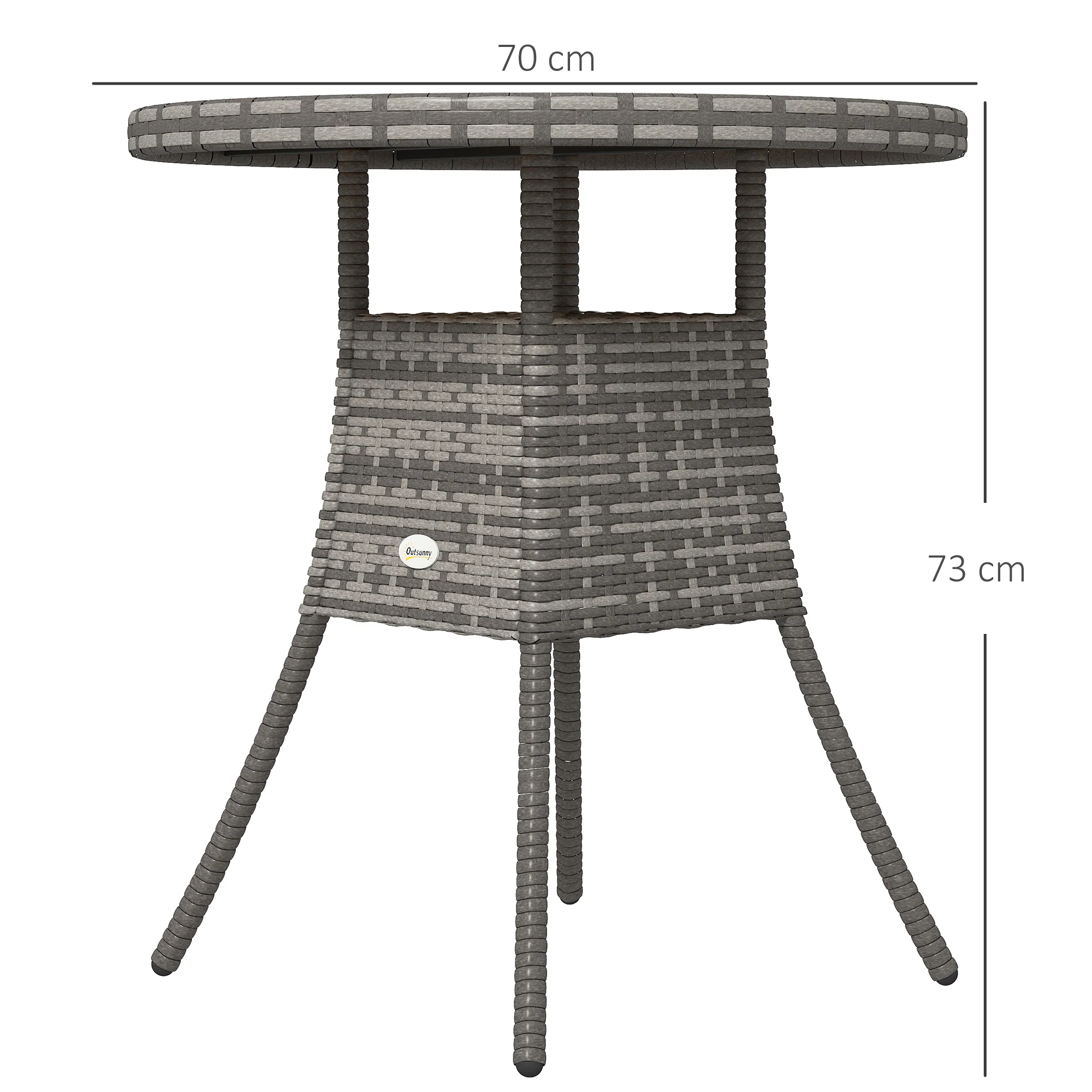 Outsunny Outdoor PE Rattan Dining Table w/ Wood-plastic Composite Top, Natural - Image 3