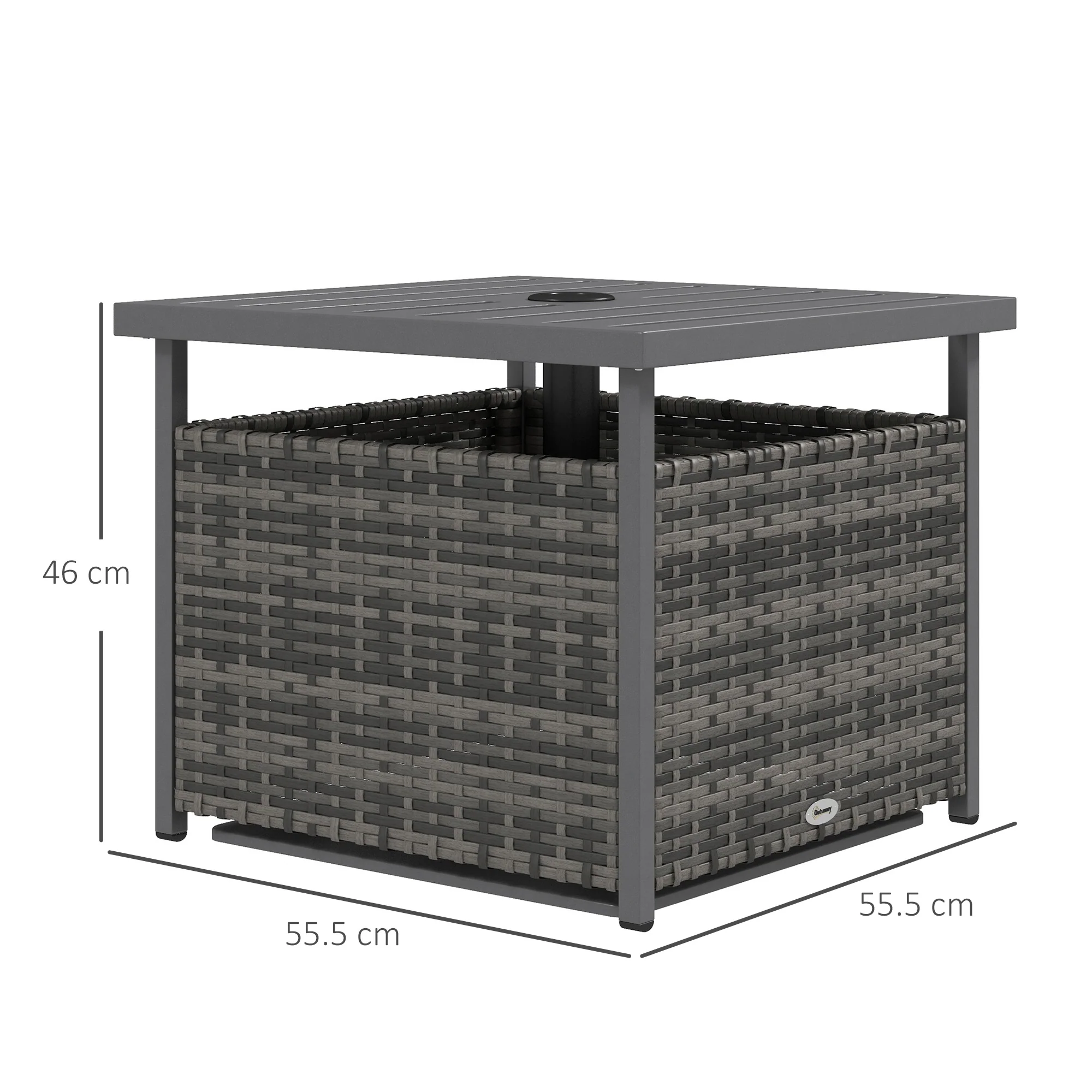 Outsunny Outdoor Rattan Coffee Table W/ Umbrella Hole Fit For Garden - Image 3