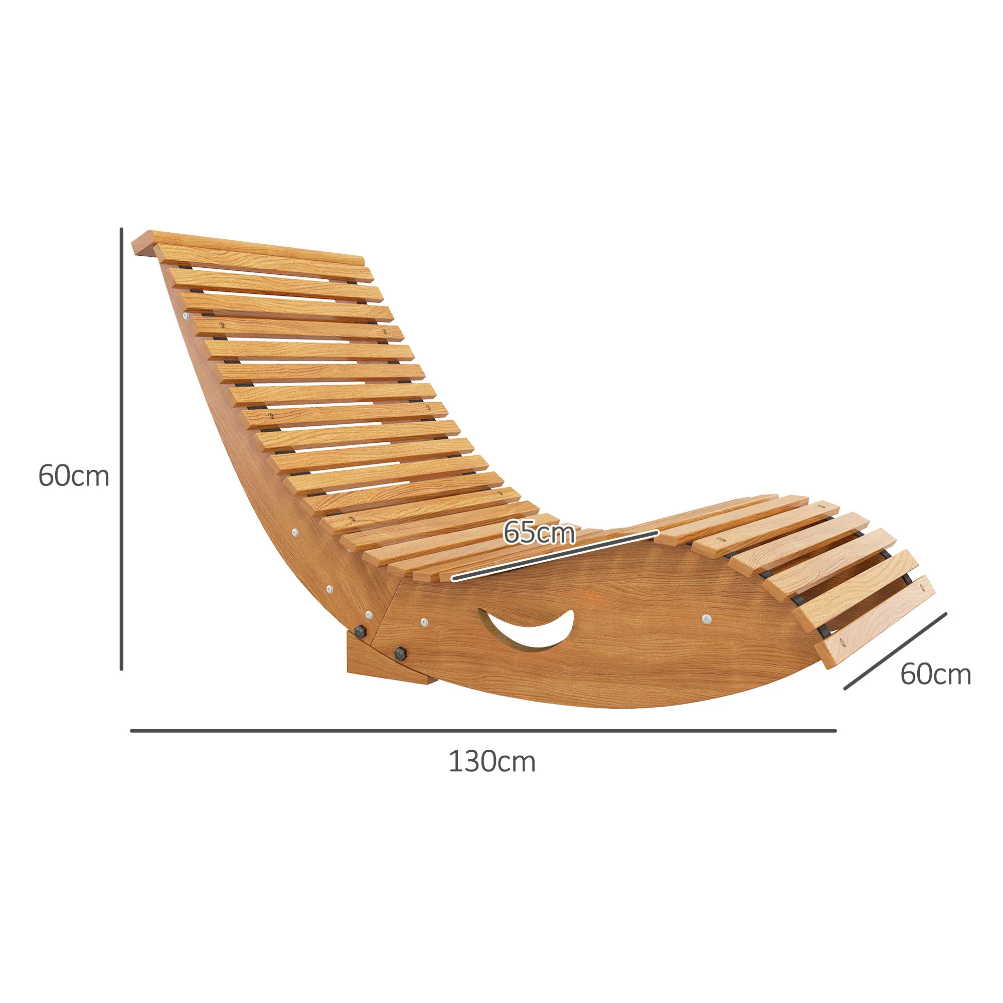 Outsunny Outdoor Rocking Chair W/ Slatted Seat, Wooden Rocking Chair, Teak - Image 5