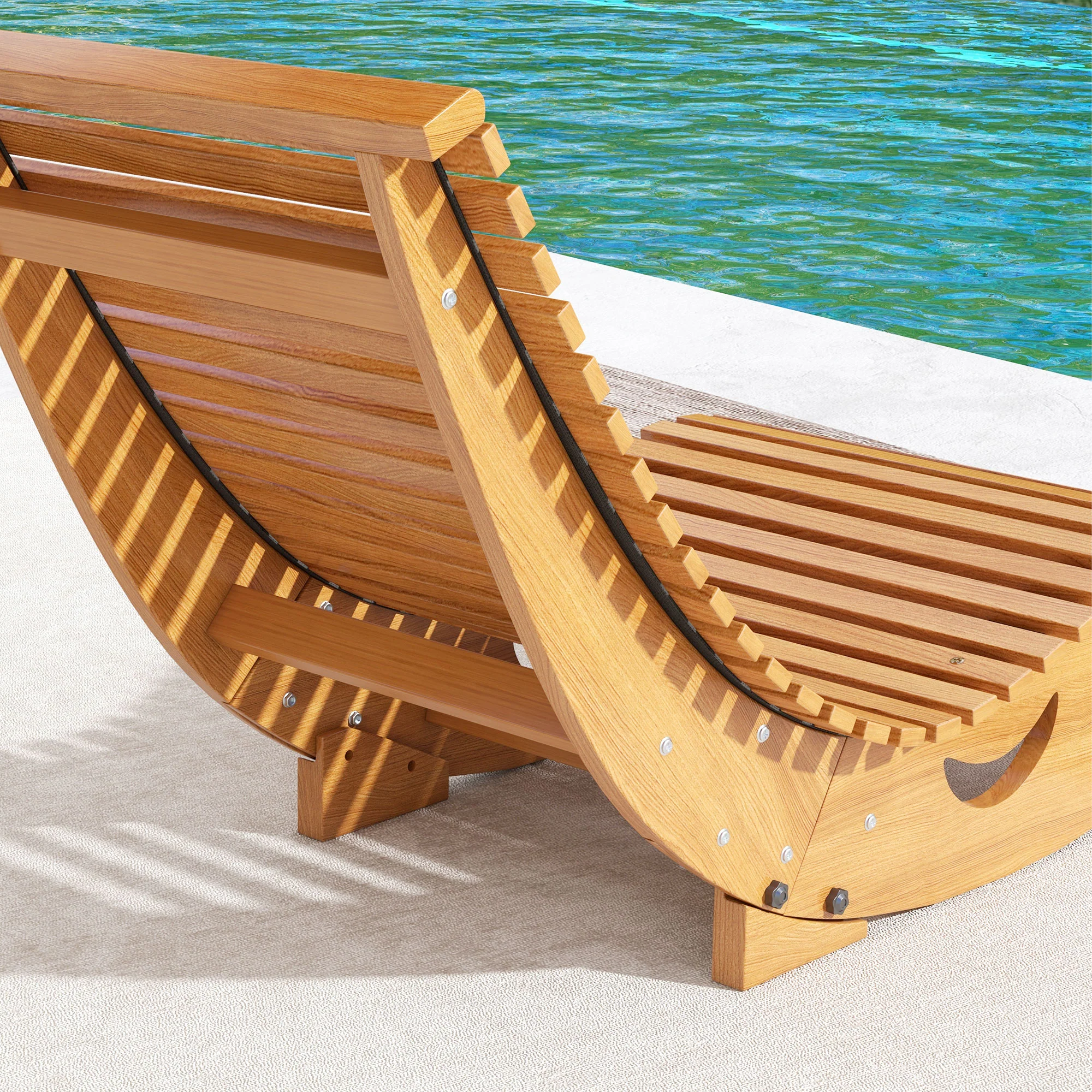 Outsunny Outdoor Rocking Chair W/ Slatted Seat, Wooden Rocking Chair, Teak - Image 7