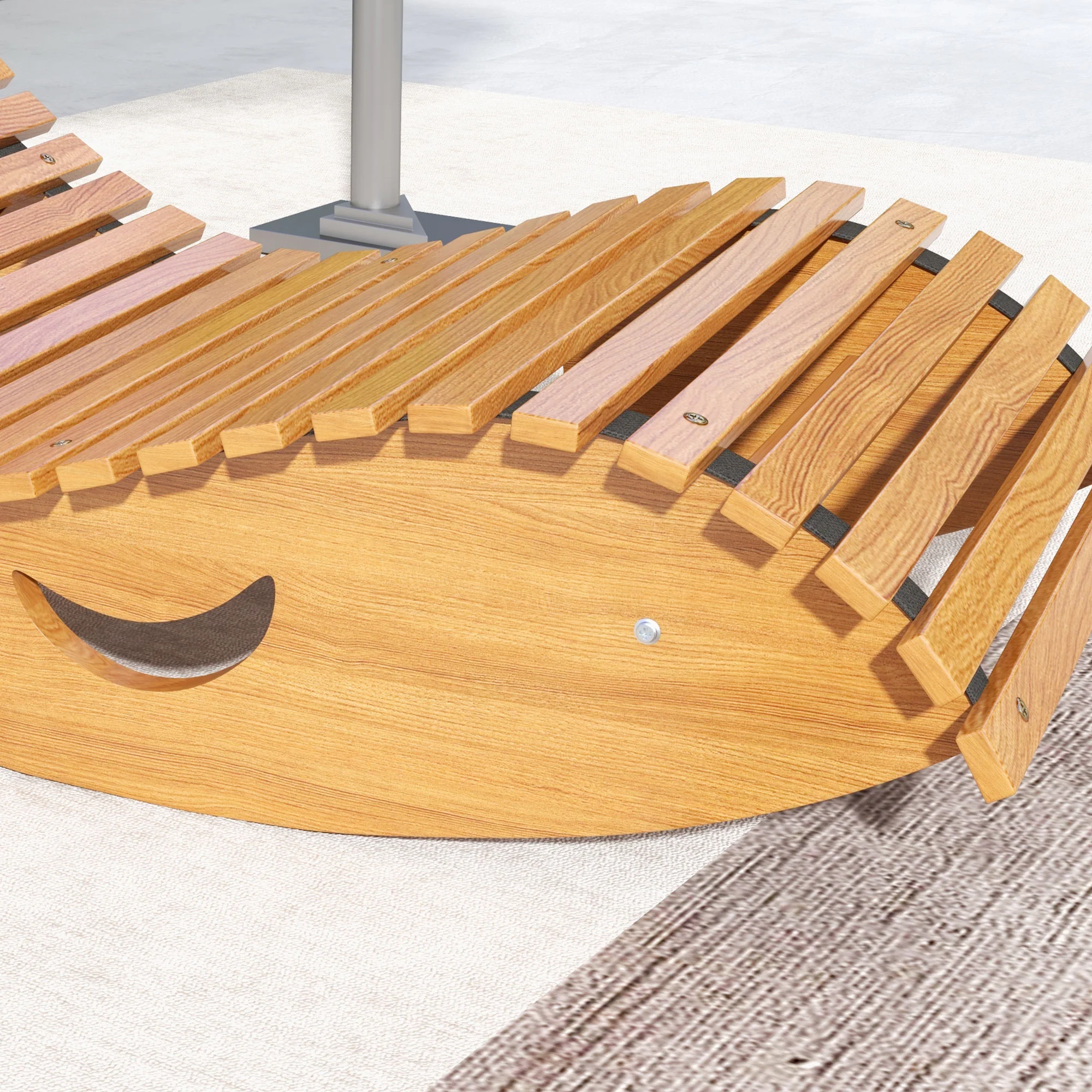 Outsunny Outdoor Rocking Chair W/ Slatted Seat, Wooden Rocking Chair, Teak - Image 8